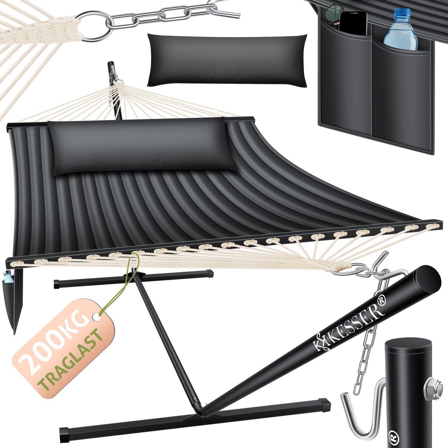 KESSER Hängematte, Hängematte HILL mit Gestell Kissen Doppelhängematte günstig online kaufen