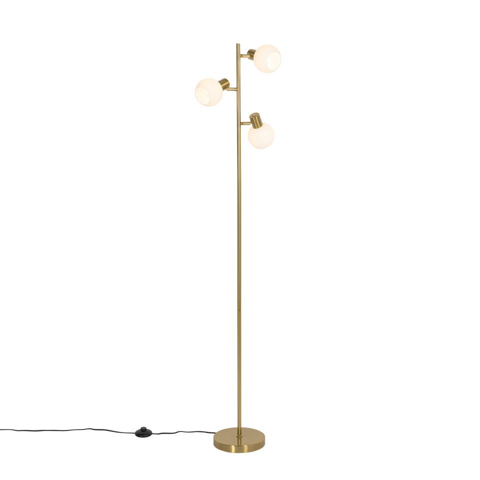 Qazqa Stehlampe Anouk, ohne Leuchtmittel, E14, Gold, Art Deco, Glas, 3-flammig