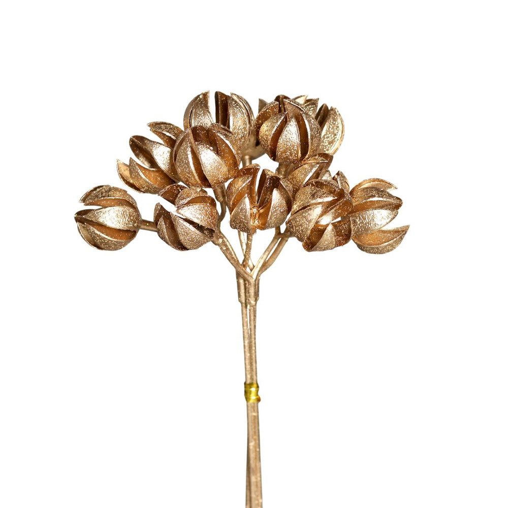 Kunstblume Dekozweig - Baumwolle - gold