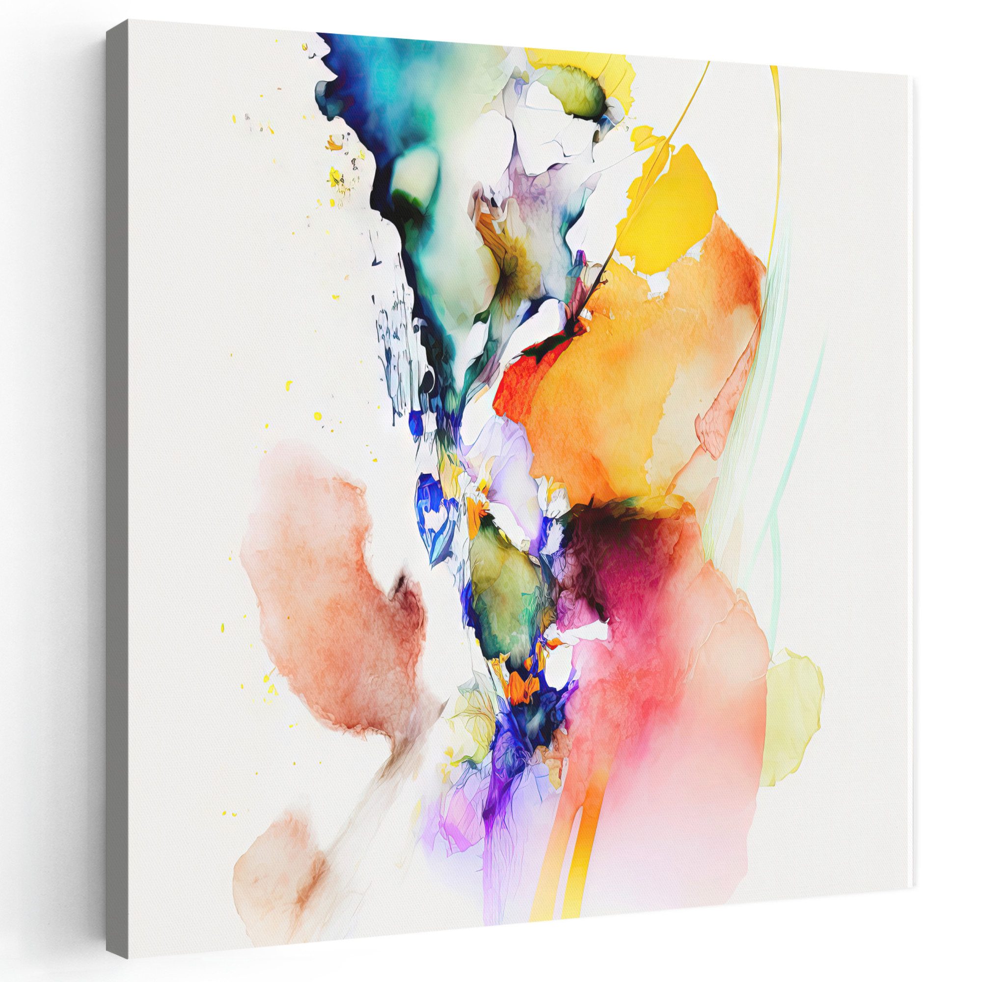OneMillionCanvasses® Leinwandbild Aquarell - Regenbogen - Abstrakt - Kunst, Fotodruck (1 St), Wandbild, Deko Schlafzimmer Wohnzimmer Flur 20x20 cm