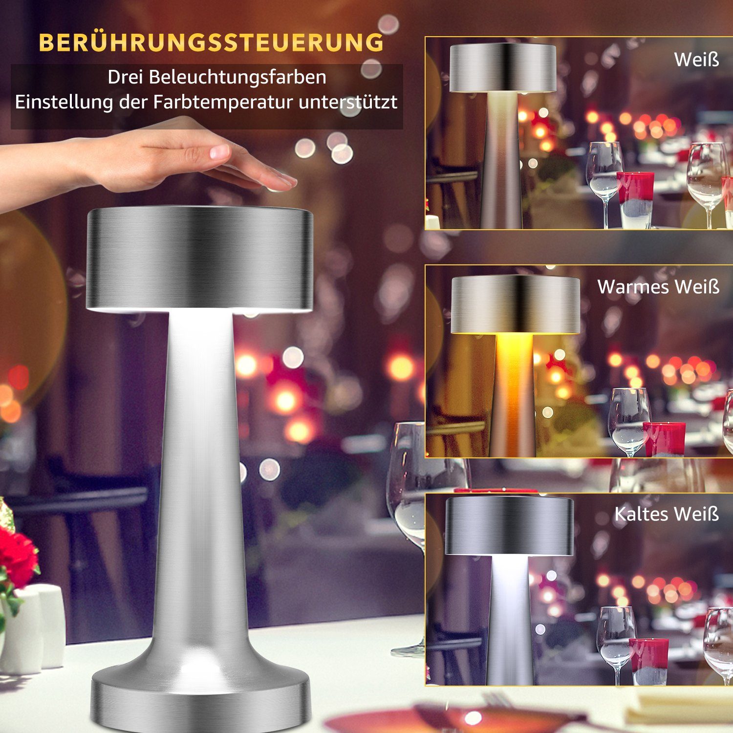 LETGOSPT LED Tischleuchte LED Tischlampe, kabellos günstig online kaufen