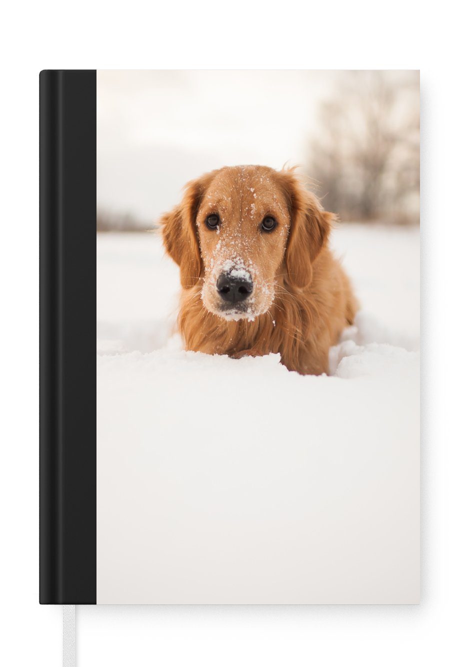 MuchoWow Notizbuch Hund - Schnee - Winter, Journal, Merkzettel, Tagebuch, Notizheft, A5, 98 Seiten, Haushaltsbuch