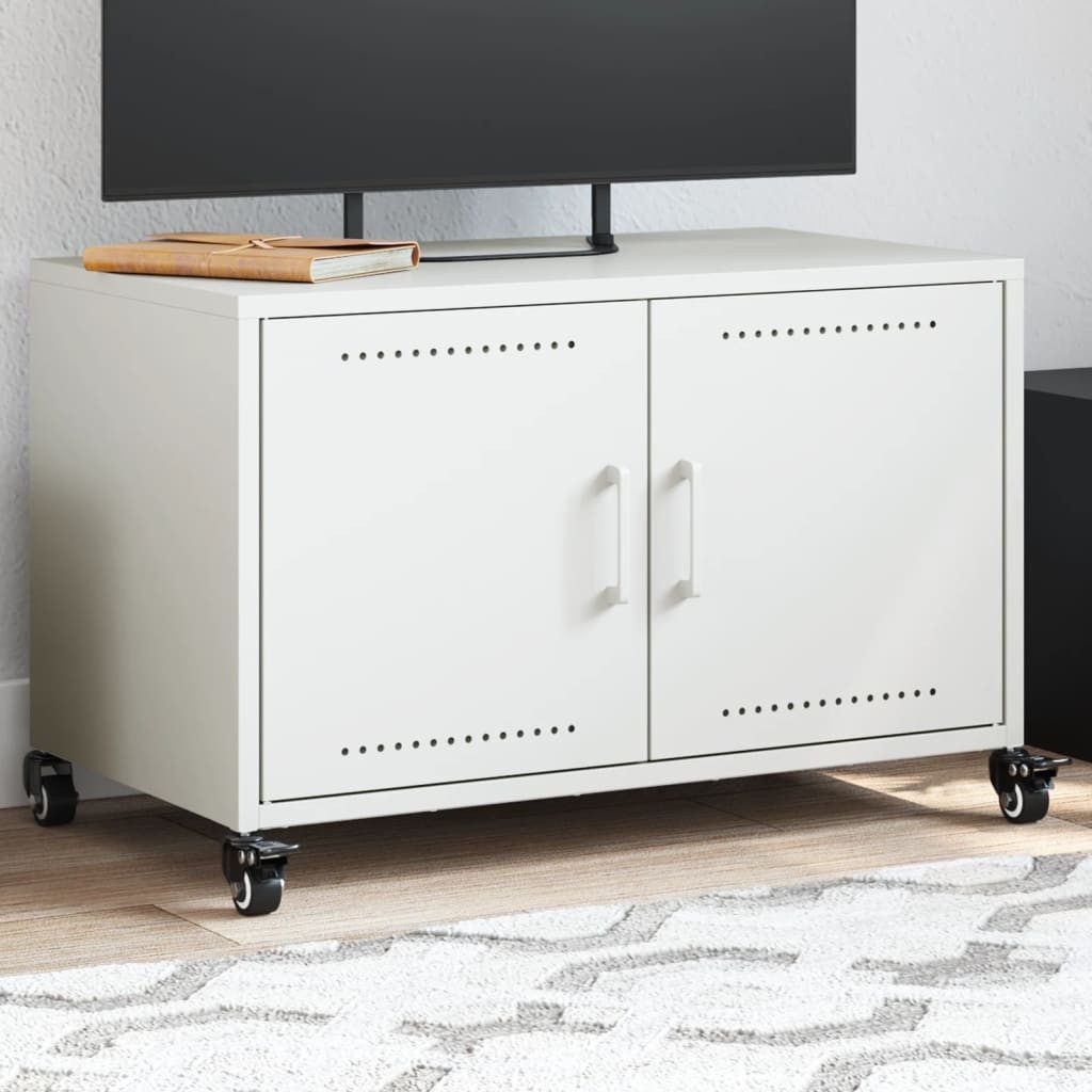 vidaXL Schrankmodule TV-Schrank Weiß 68x39x43,5 cm Kaltgewalzter Stahl günstig online kaufen