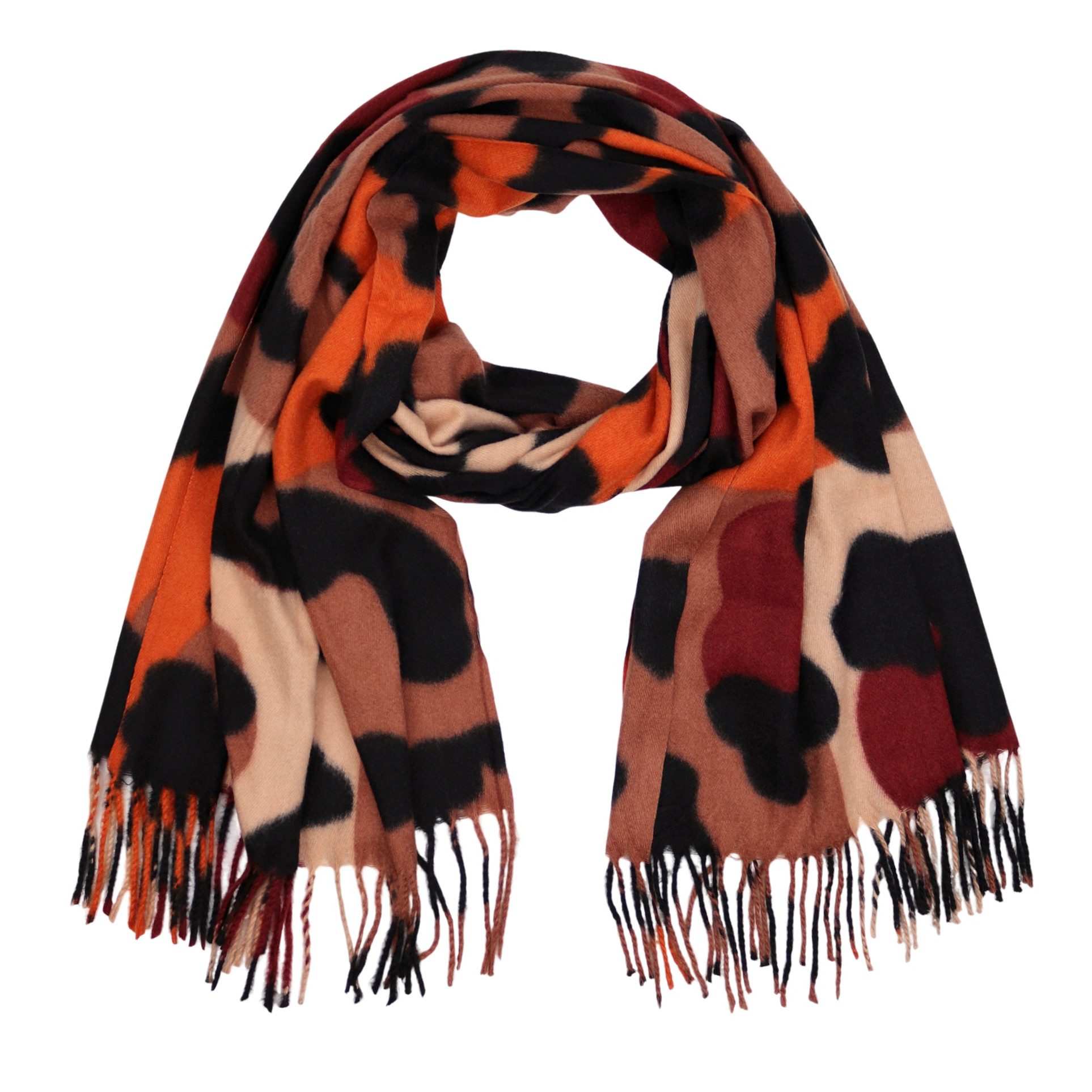 MIRROSI Modeschal weicher und warmer Schal Big Leo Muster mit Fransen, 70x1 günstig online kaufen