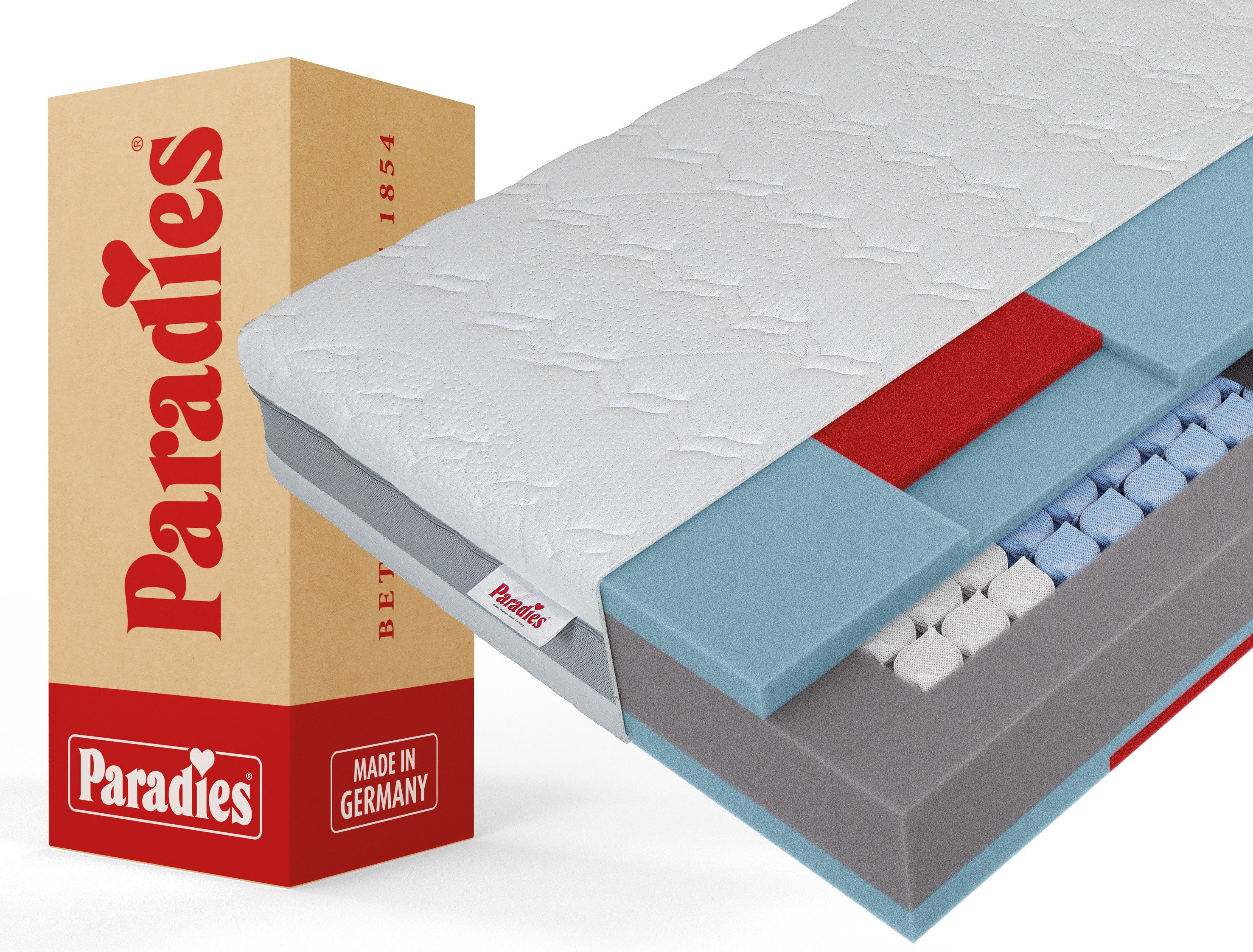 Taschenfederkernmatratze Paradies Prolife Strong XXL Version des Testsiegers*, Paradies, 22 cm hoch, Kaltschaumversion Note GUT (2,2), getestet in 90x200 cm, Härtegrad 3