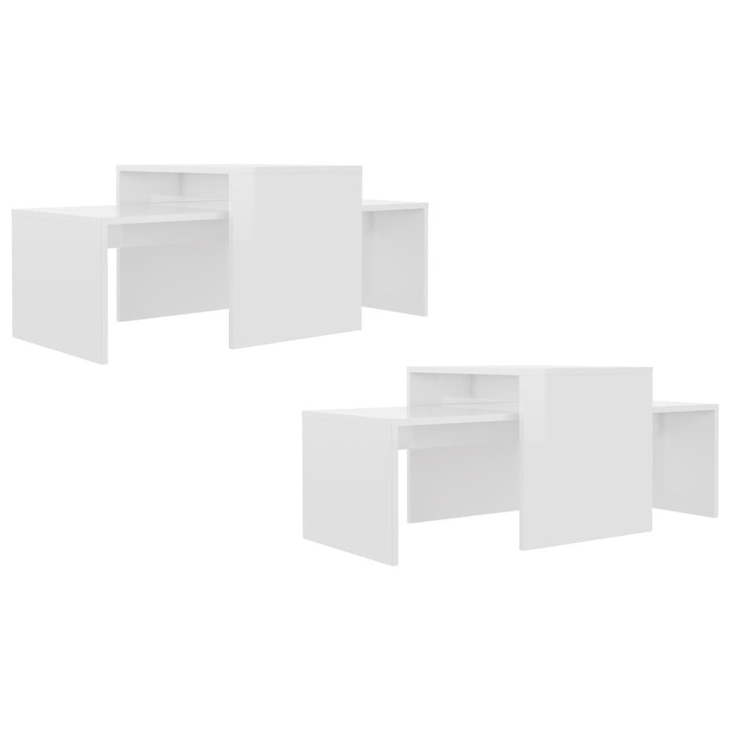 Couchtisch-Set Hochglanz-Weiß cm Spanplatte 100x48x40 furnicato Couchtisch