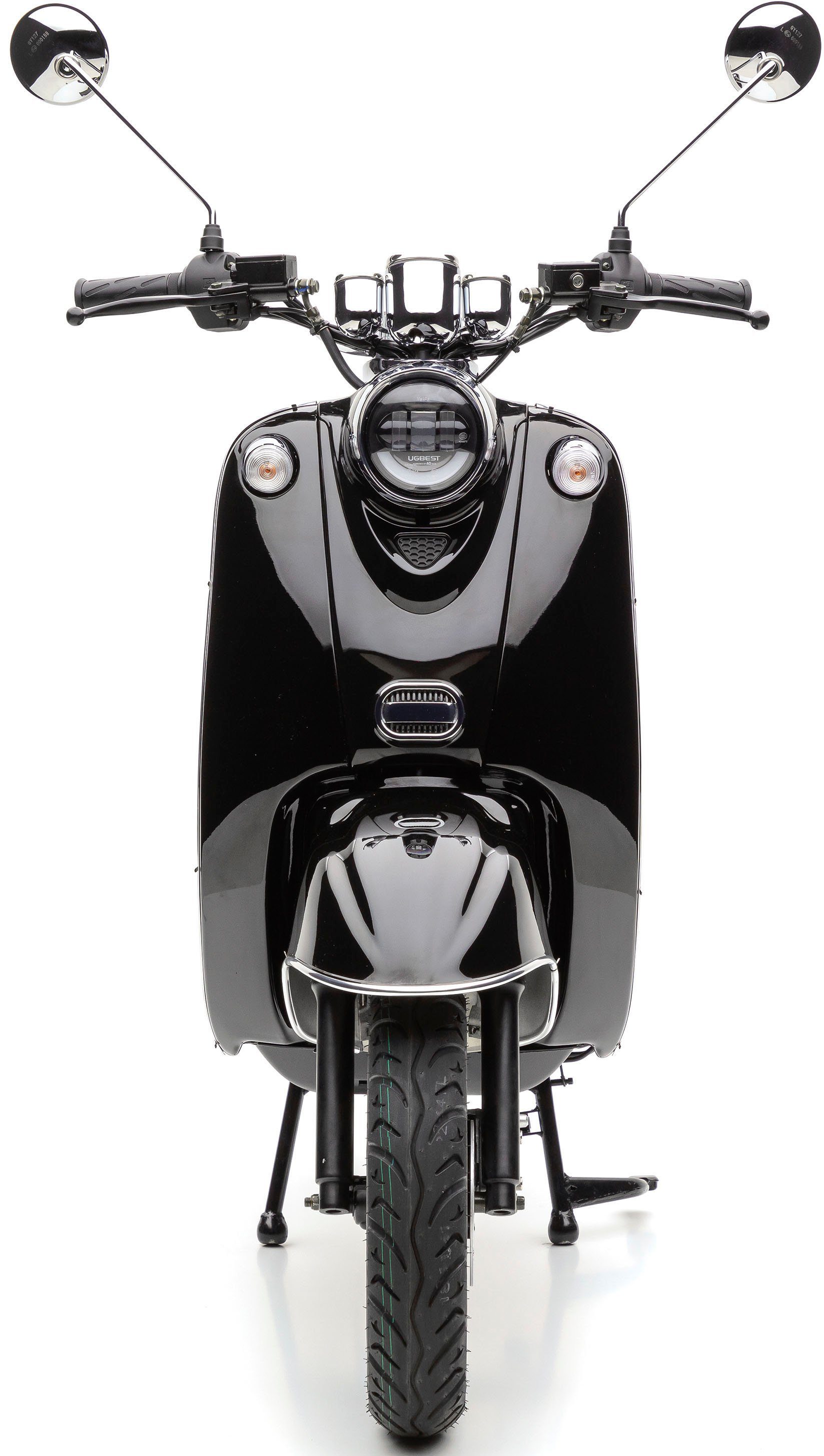 eRetro 45 hinten Star W, Motors schwarz härteverstellbare uni Dual-Stoßdämpfer Li, E-Motorroller | 2000 Nova km/h, black