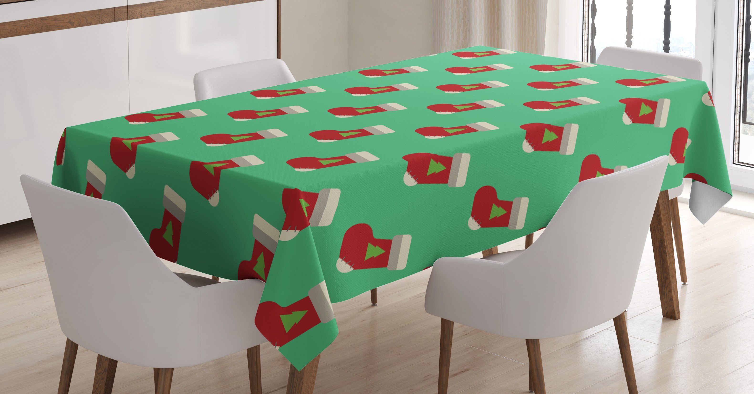 Frohe Für Socken Farben, Bereich Außen den Tischdecke Klare Waschbar geeignet Weihnachten Weihnachtsmann Grünes Abakuhaus Farbfest