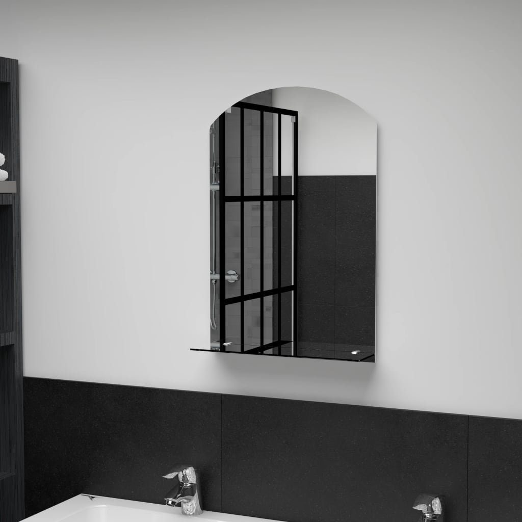 furnicato Wandspiegel mit Regal 40×60 cm Hartglas | Wandspiegel