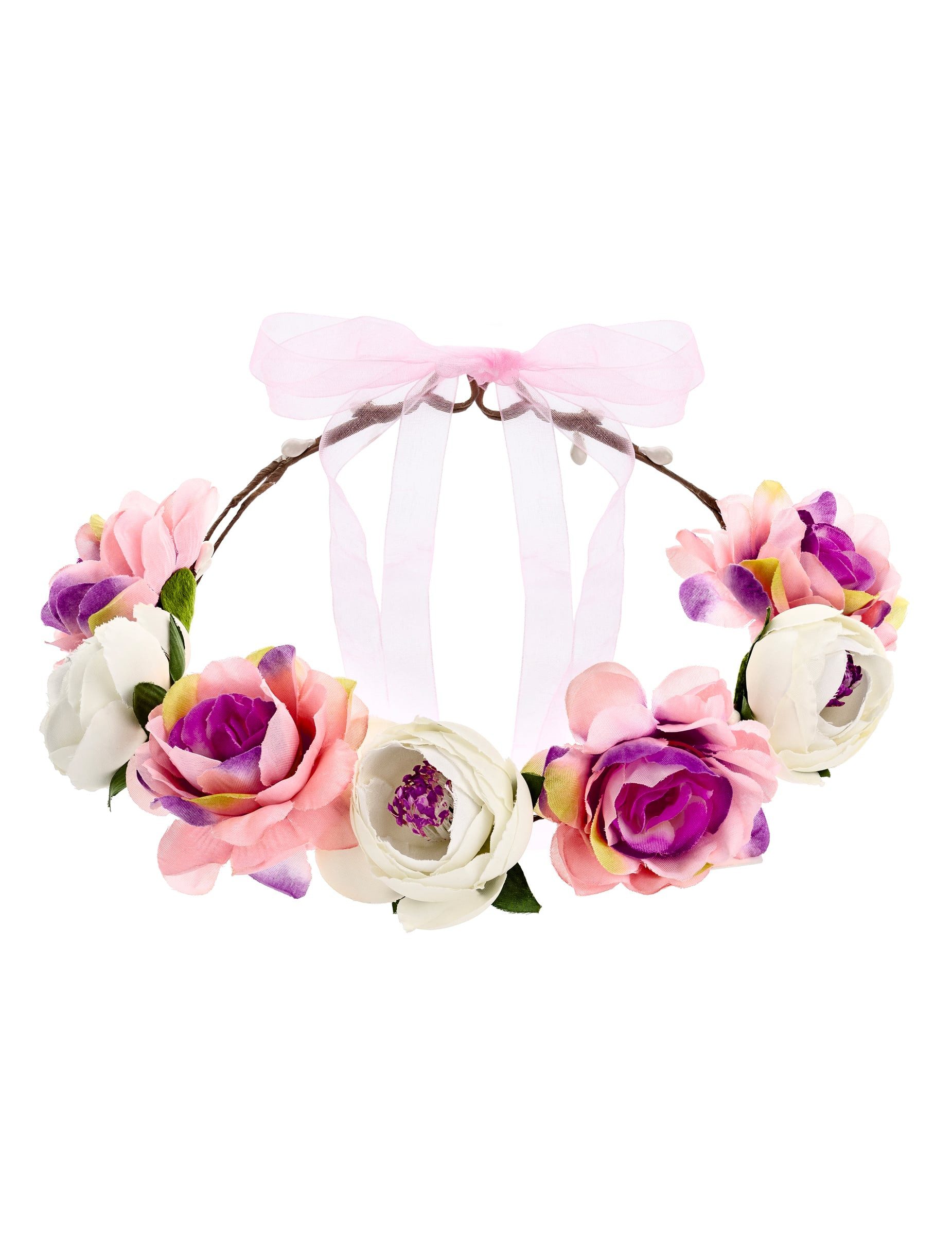 partydeco Kostüm Blumenkrone Haarschmuck Hippie-Accessoire bunt 17 cm