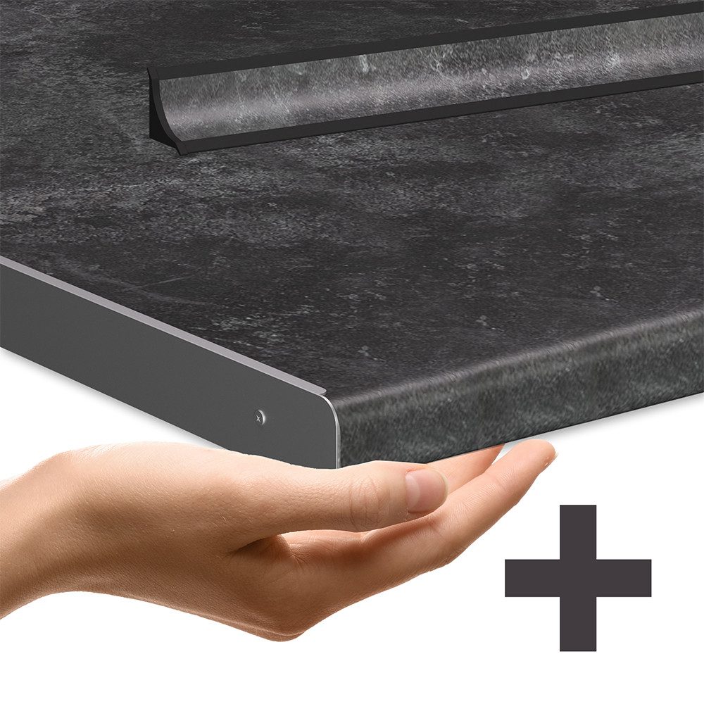 Vicco Winkelküche R-Line, Beton/Anthrazit, 247 x 237 cm, AP Anthrazit