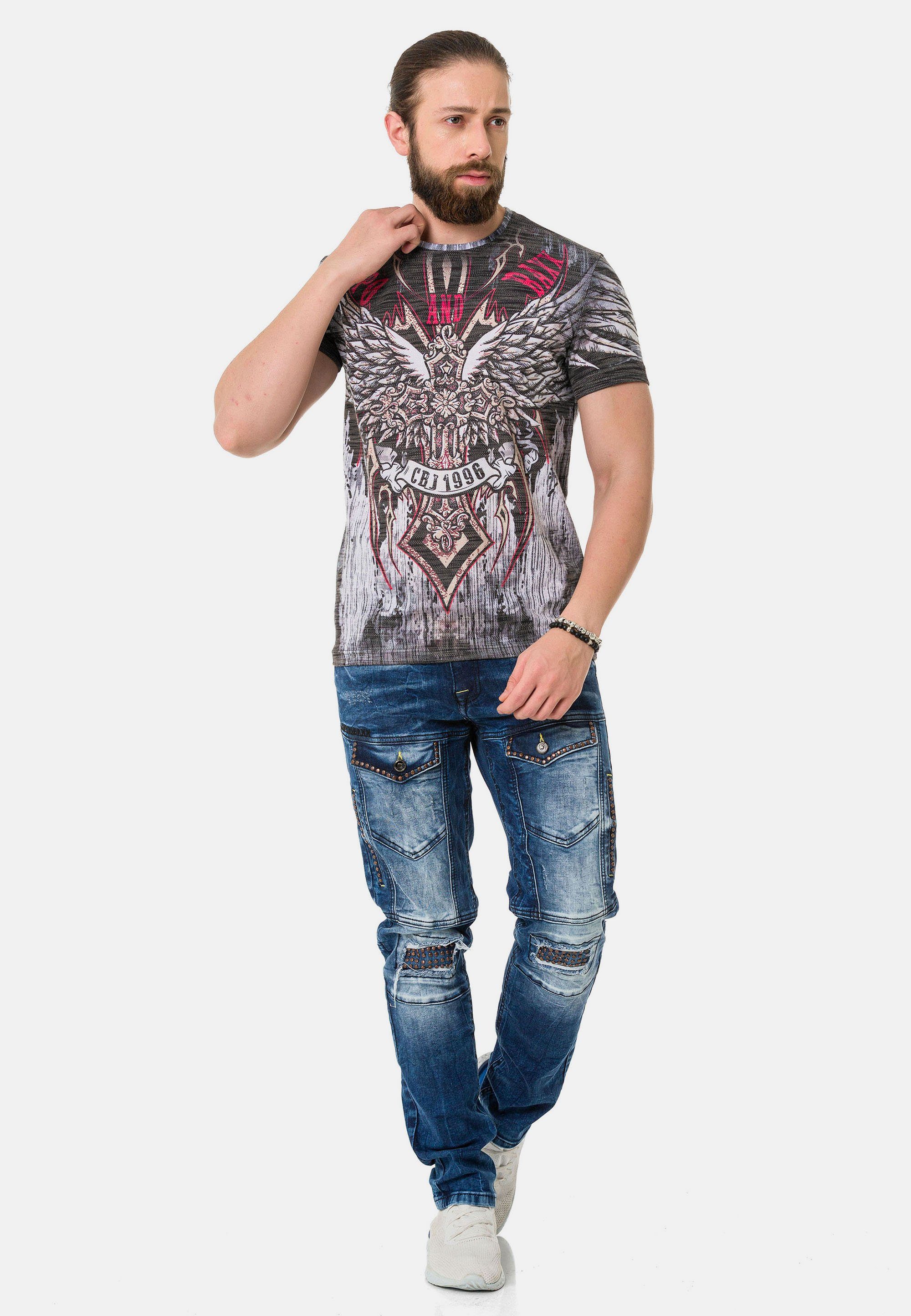 & Full-Print-Design trendigen T-Shirt Baxx im Cipo