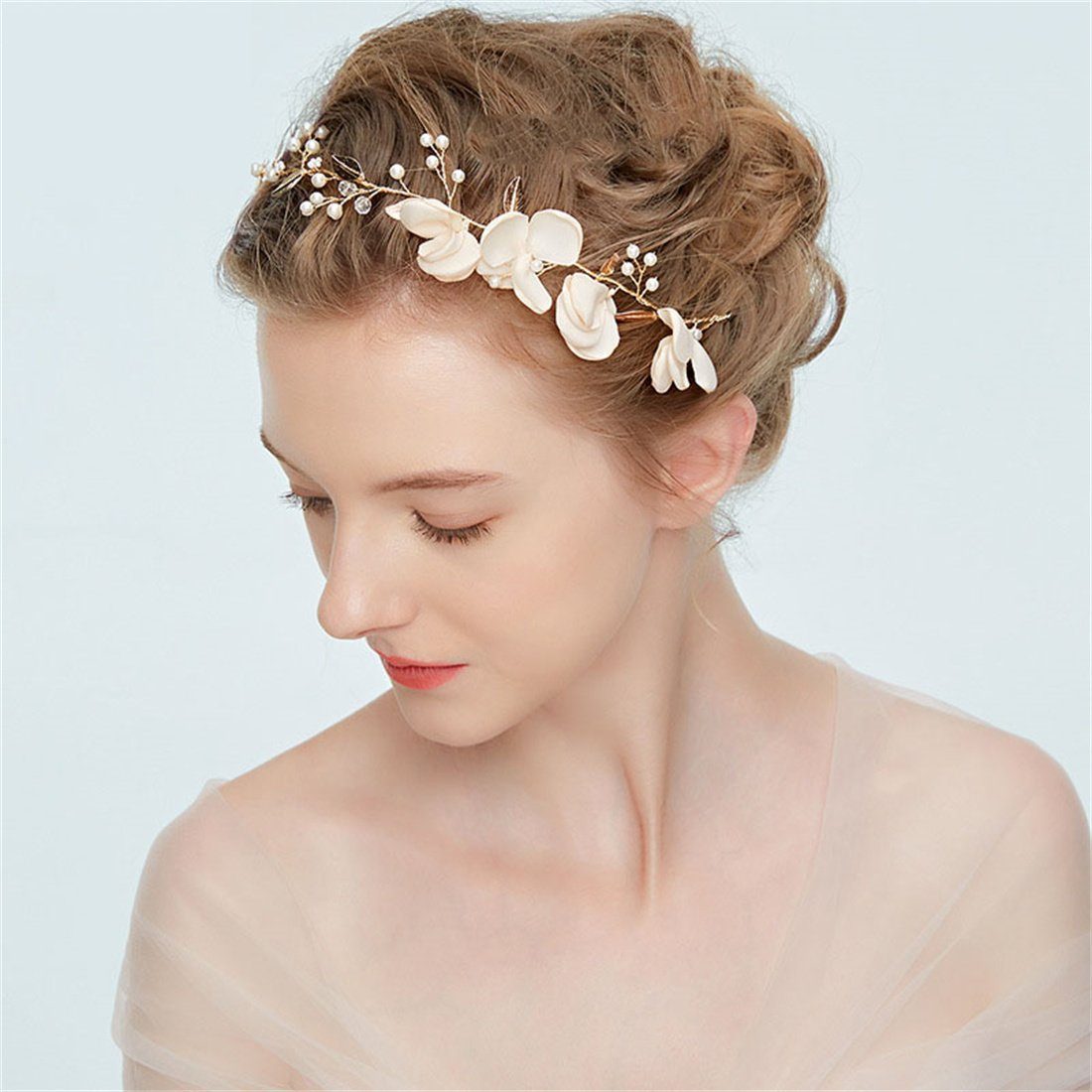 DÖRÖY Diadem Damenmode Perlen Haarschmuck, Zubehör Braut Blume Kopfstück