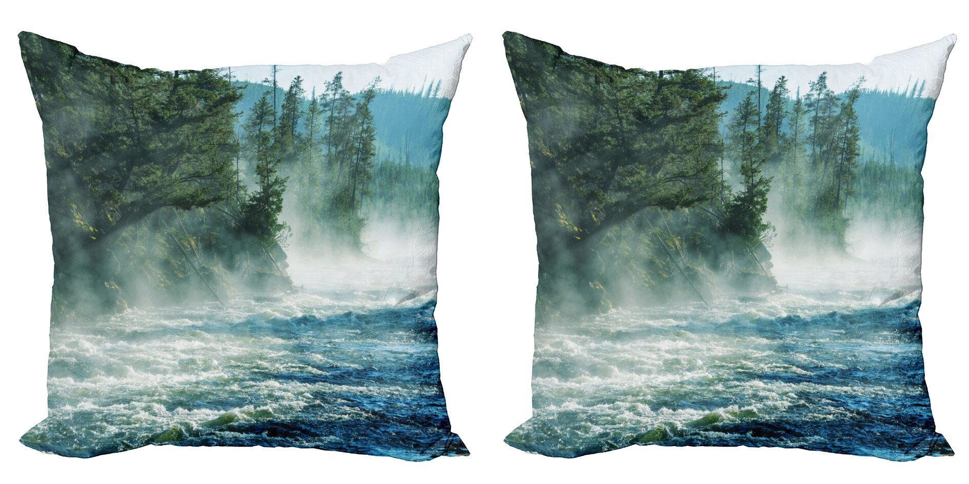 Kissenbezüge Modern Accent Doppelseitiger Digitaldruck, Abakuhaus (2 Stück), Yellowstone stone~~POS=HEADCOMP Fluss Bäume Natur