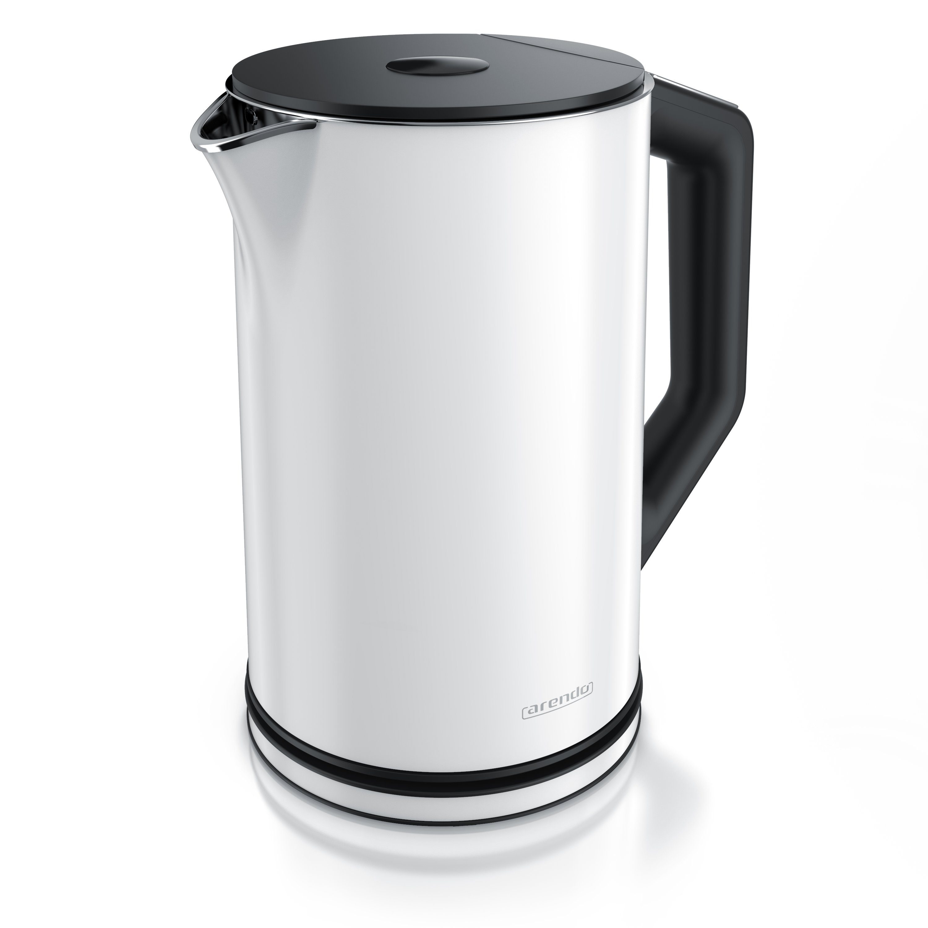 Arendo Wasserkocher aus Edelstahl, Temperatureinstellung 40°–100°C mit Anzeige, Doppelwand, 1,5 l, 2200 W, Teekocher mit Temperaturanzeige, in 5 °C-Schritten einstellbar
