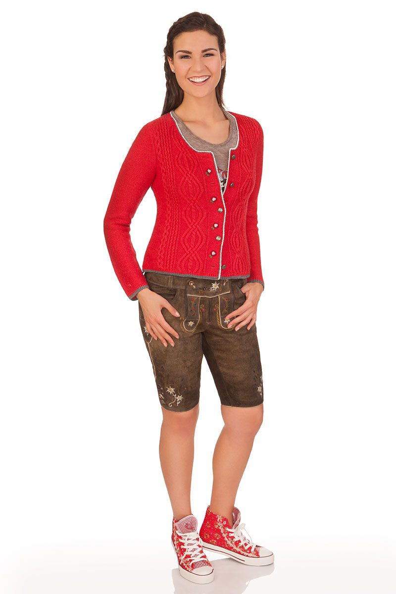 Spieth & Wensky Trachtenjacke Trachten Strickjacke - FANCY - mohn, wollweiß
