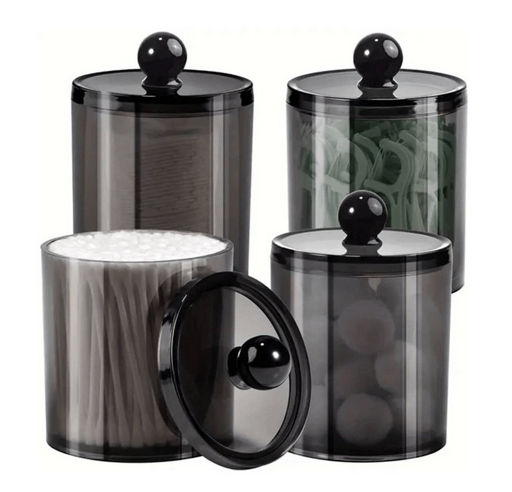 TUWENA Wattestäbchenspender Wattestäbchen Behälter Set, Transparent Schwarze Kosmetik Organizer, (4-tlg)