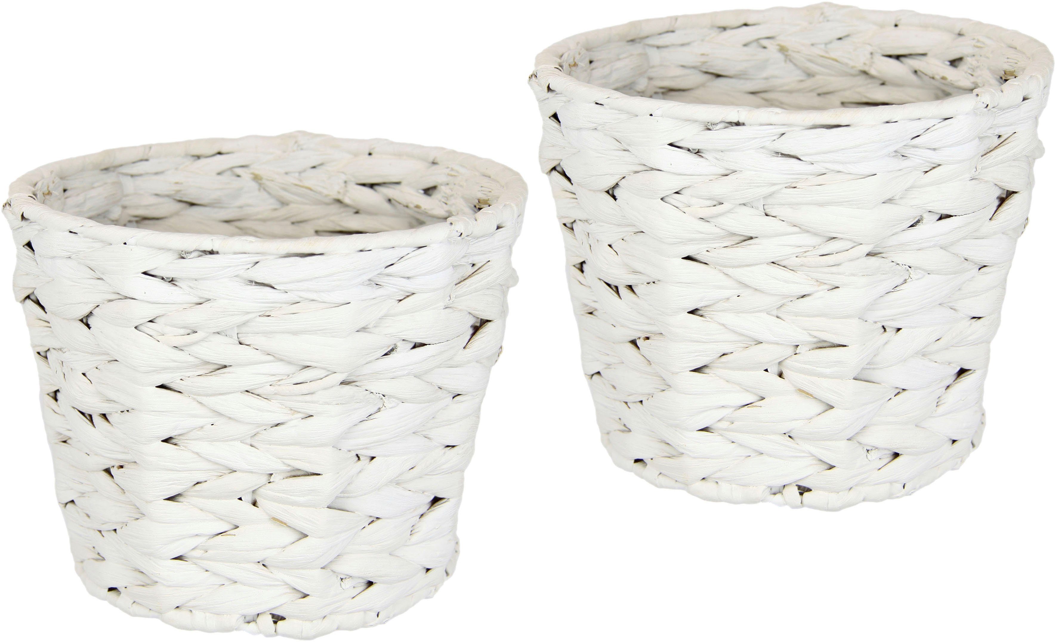 I.GE.A. Pflanzkübel Wasserhyazinthentopf, 2er Set Wasserhyazinthe Gefäß Blumentopfgeflochten Übertopf Vase Korb