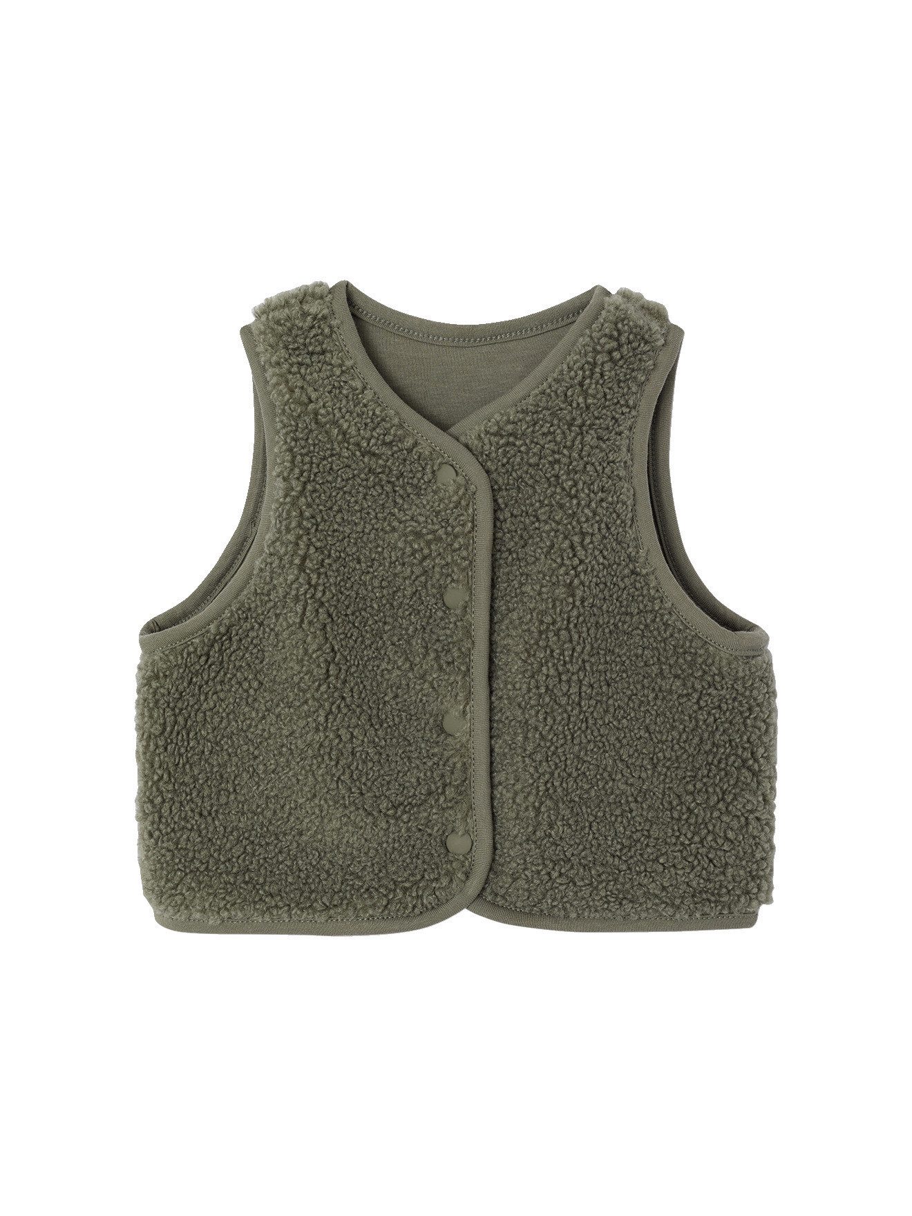 vertbaudet Strickjacke Baby Weste aus Teddyfleece mit Druckknöpfen