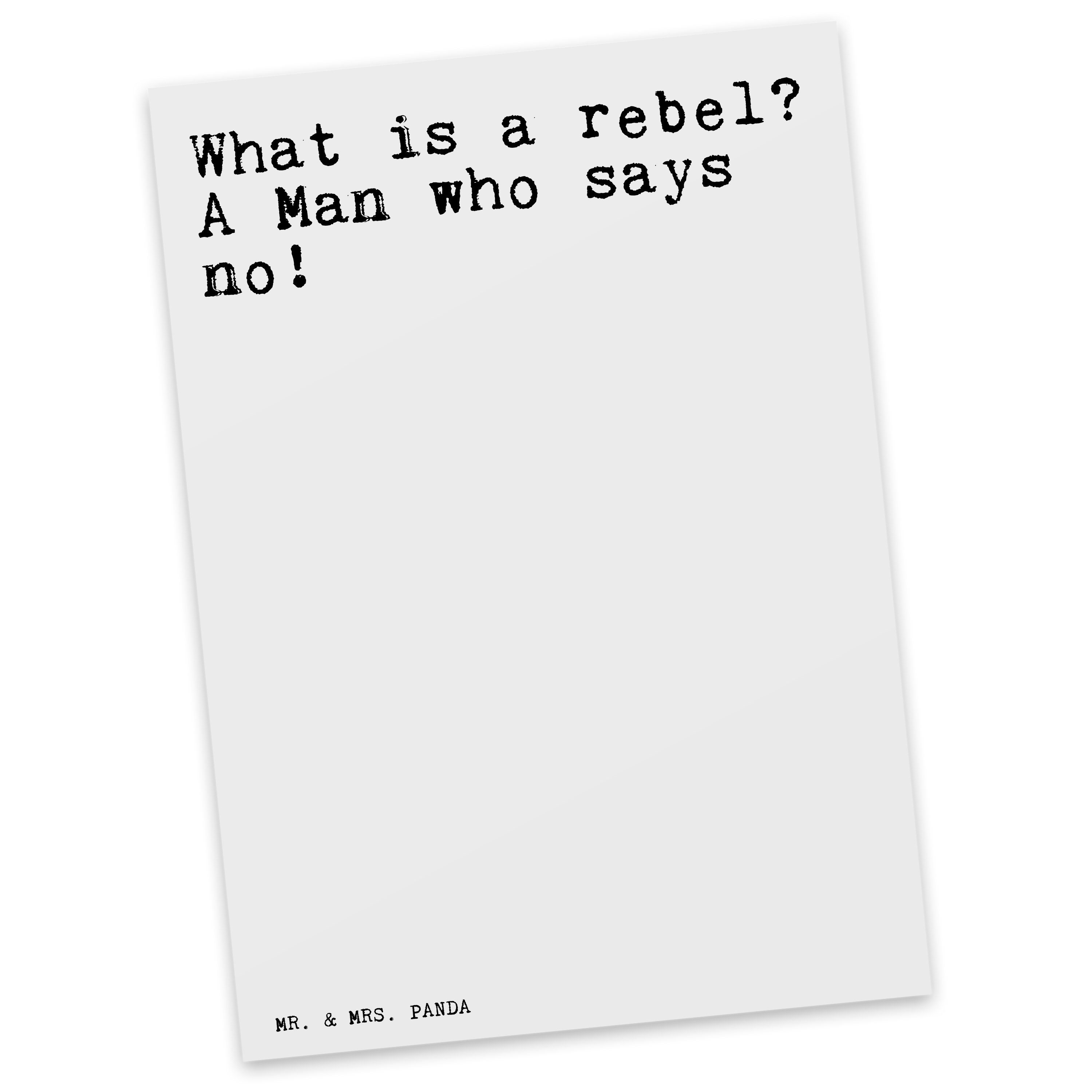 What - Karte, Postkarte Weiß Panda Zitat, a - Einladun & Mrs. is Geschenk, Rebell, rebel?... Mr.
