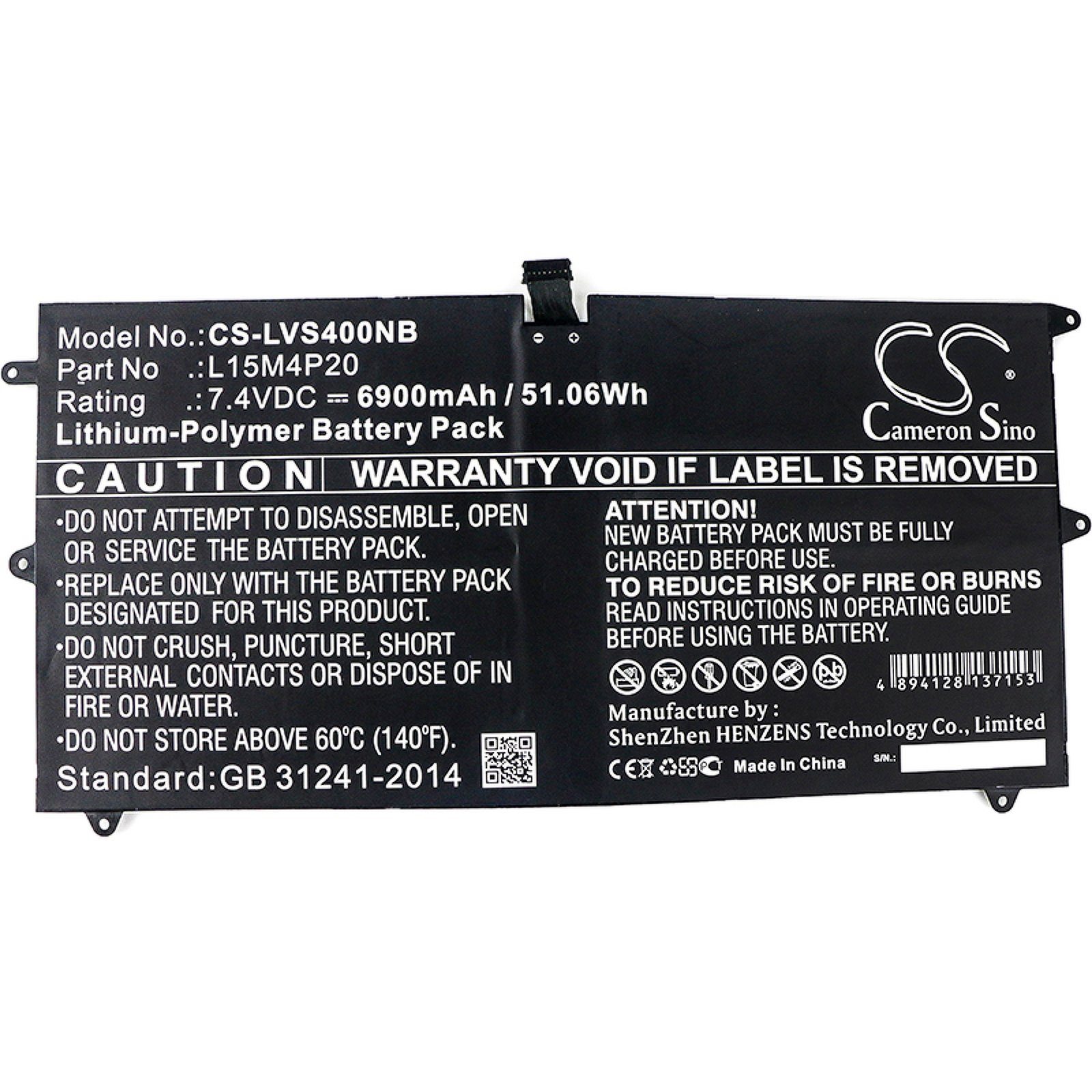 Powery L15M4P20 mAh Laptop-Akku für Akku (7.4 Typ 6900 V) Lenovo