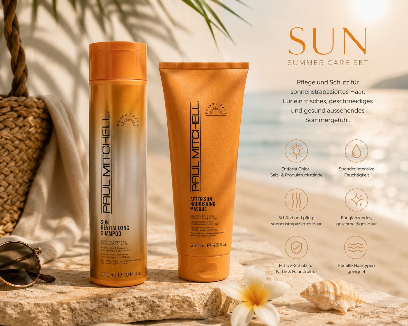 PAUL MITCHELL Haarpflege-Set Sun Care Set, 2-tlg., spendet intensive Feuchtigkeit und pflegt sonnenstrapaziertes Haar