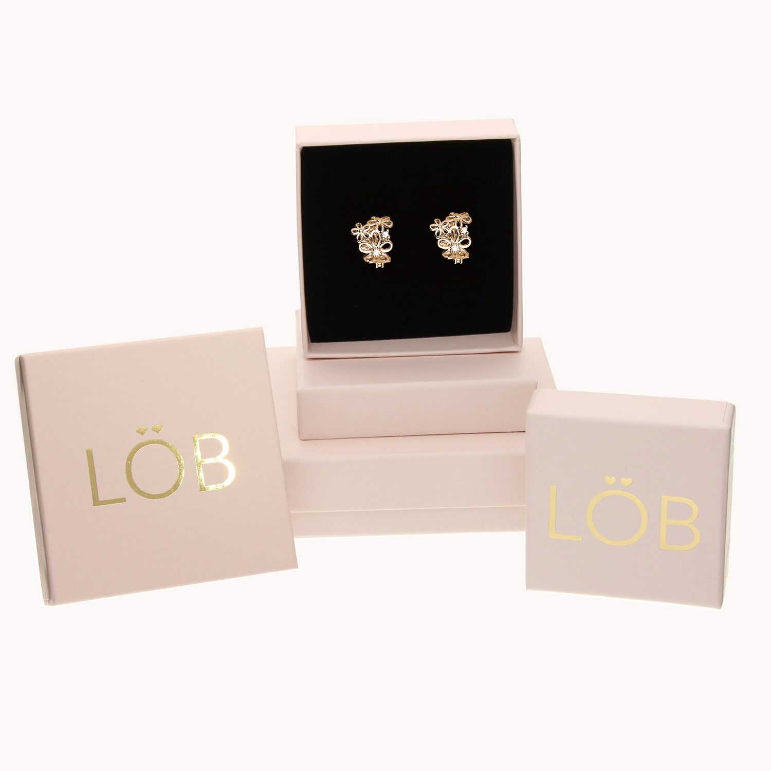 LÖB Ohrklemme 18K Roségold Vergoldet Ohrklemmen Blumen Zirkonia Ear Cuff Ohrringe (Geschenke für Frauen Damen Beste Freundin Mutter Mama Ehefrau Oma sie zum Geburtstag Schmuck Sommer, Inkl. Schmuckbox), Hoop Set Helix Ohrpiercing Tribal Ohrmanschette Ohr Ring Fake Piercing