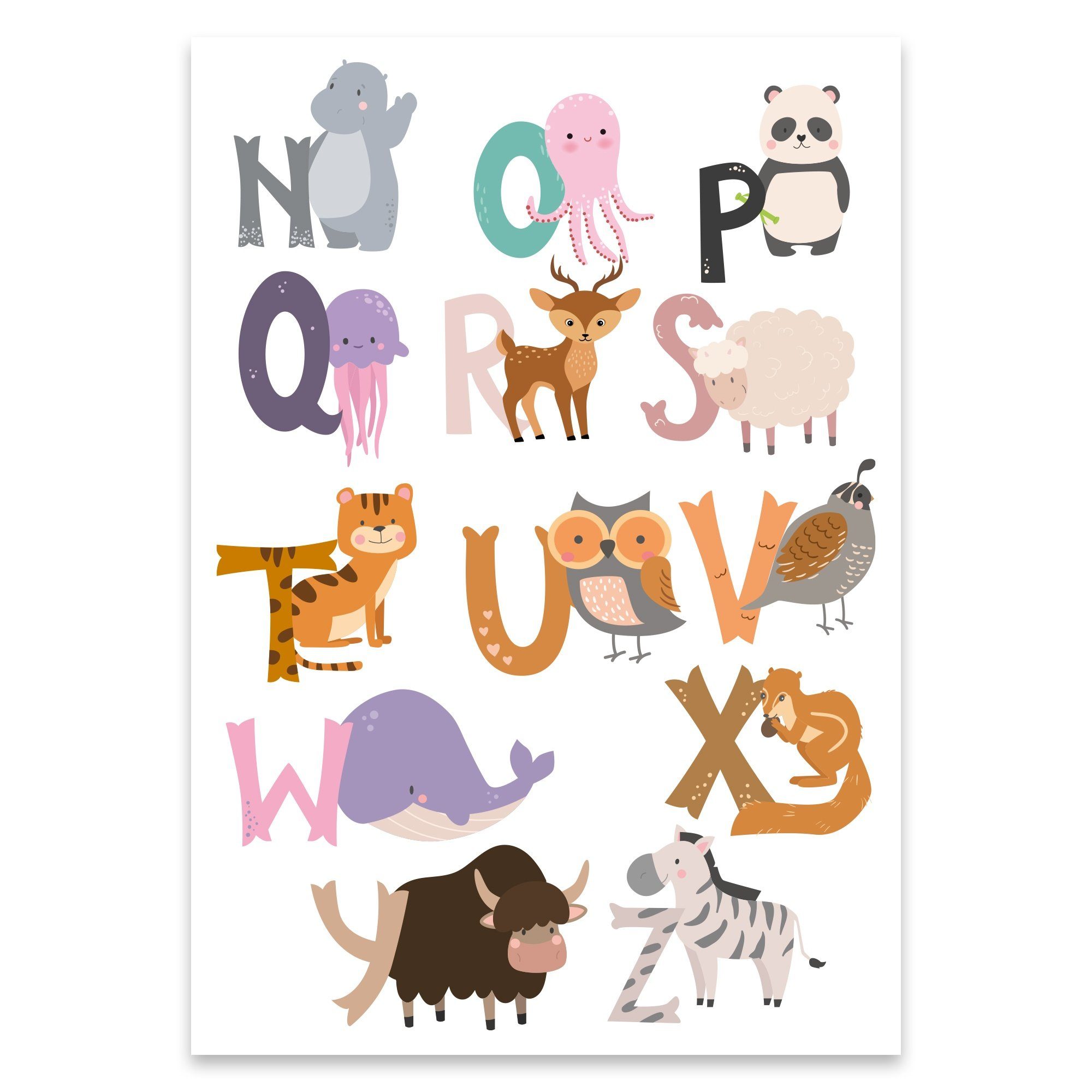 GRAVURZEILE Wandtattoo - Tier Alphabet Design - Wandtattoo zum Alphabet lernen - Kinderzimmer