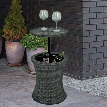 etc-shop Gartentisch, Bistro Steh Beistell Tisch Rattan Getränke Kühler Party Garten Möbel