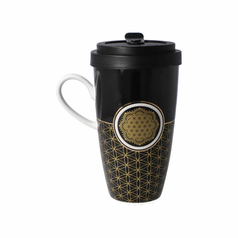 Goebel Coffee-to-go-Becher Künstlertasse Yin Yang schwarz, Fine Bone China