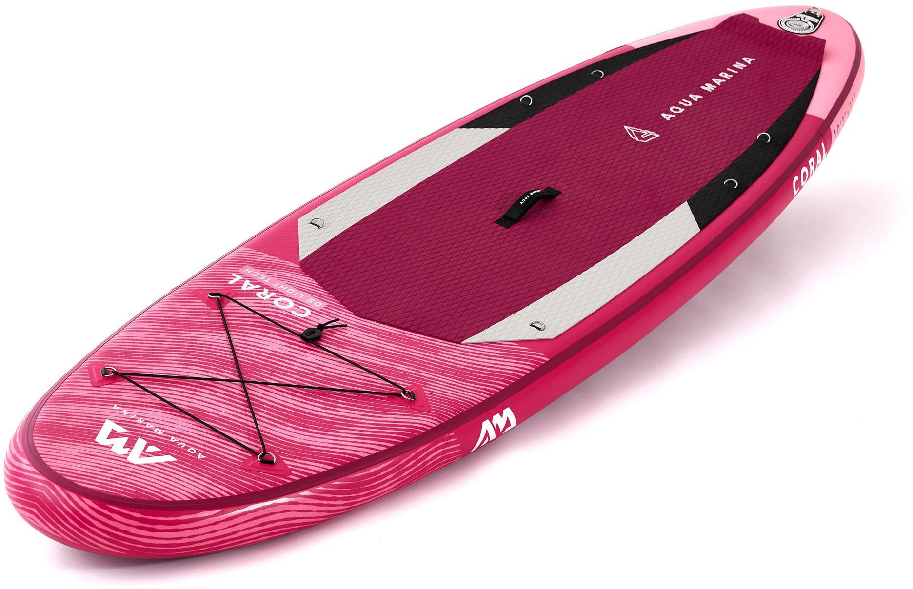 Aqua Marina Inflatable SUP-Board (Set, Pumpe Transportrucksack) und Stand-Up, mit Coral 7 tlg., Paddel