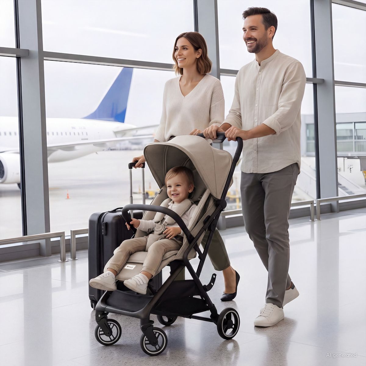 Hauck Kinder-Buggy Fly N Care - Mocha, Sportwagen Reisebuggy mit Liegefunktion & Einhand Faltung bis 22 kg