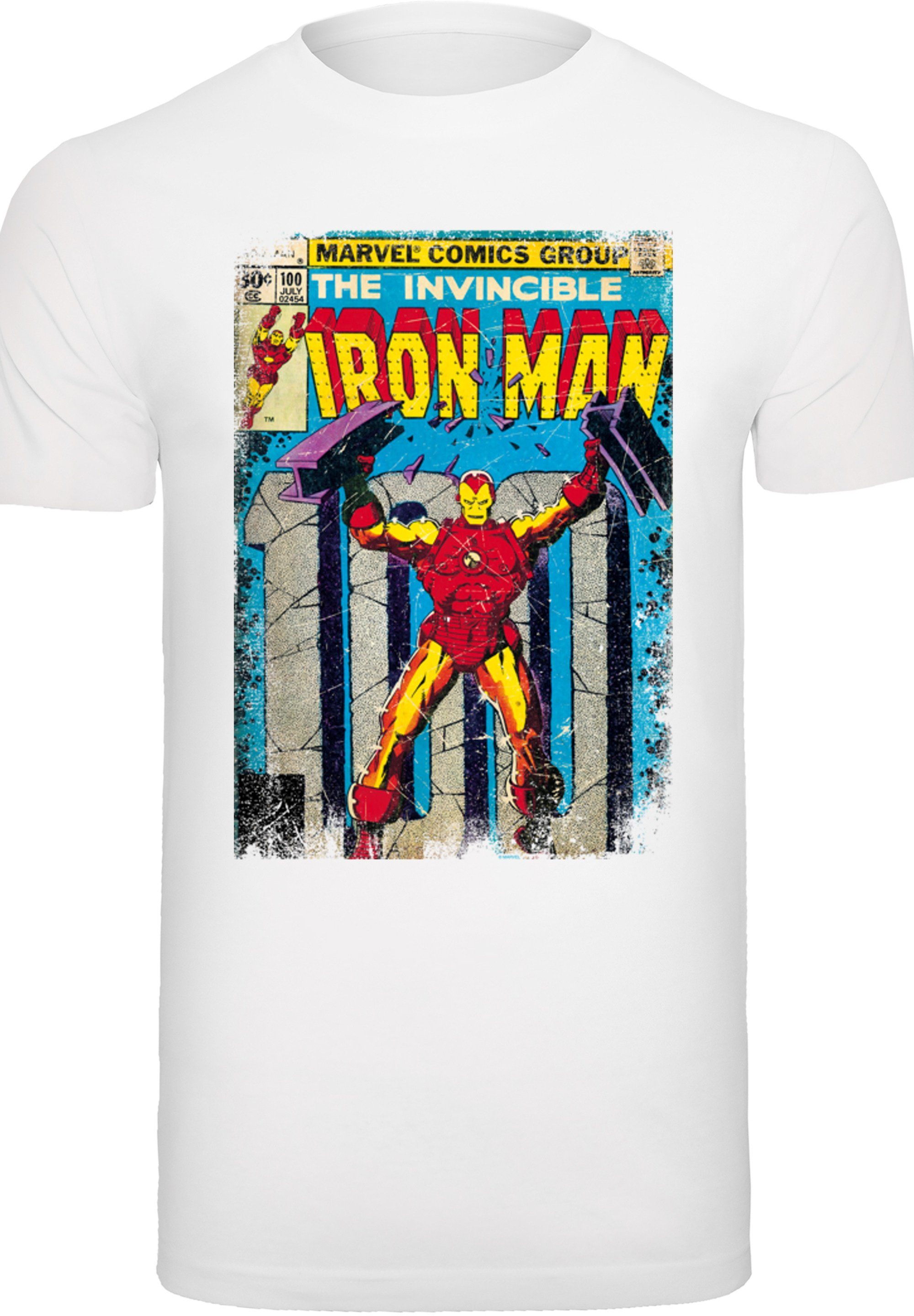 Herren,Premium Cover weiß F4NT4STIC Iron Man Merch,Regular-Fit,Basic,Logo Print Marvel T-Shirt