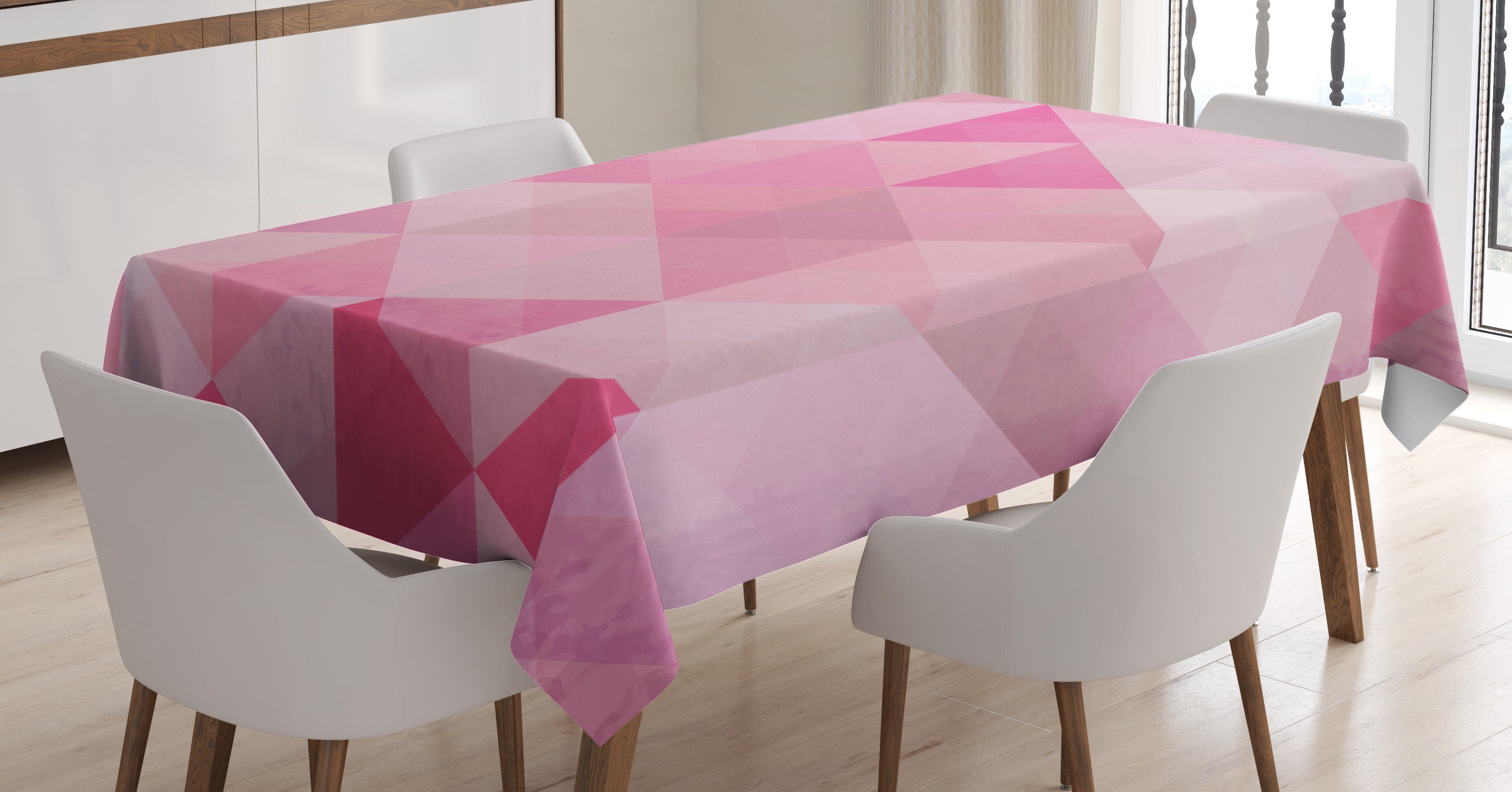 Abakuhaus Tischdecke Farbfest Waschbar Für den Außen Bereich geeignet Klare Farben, Rosa Abstrakte Weinlese-Triangles