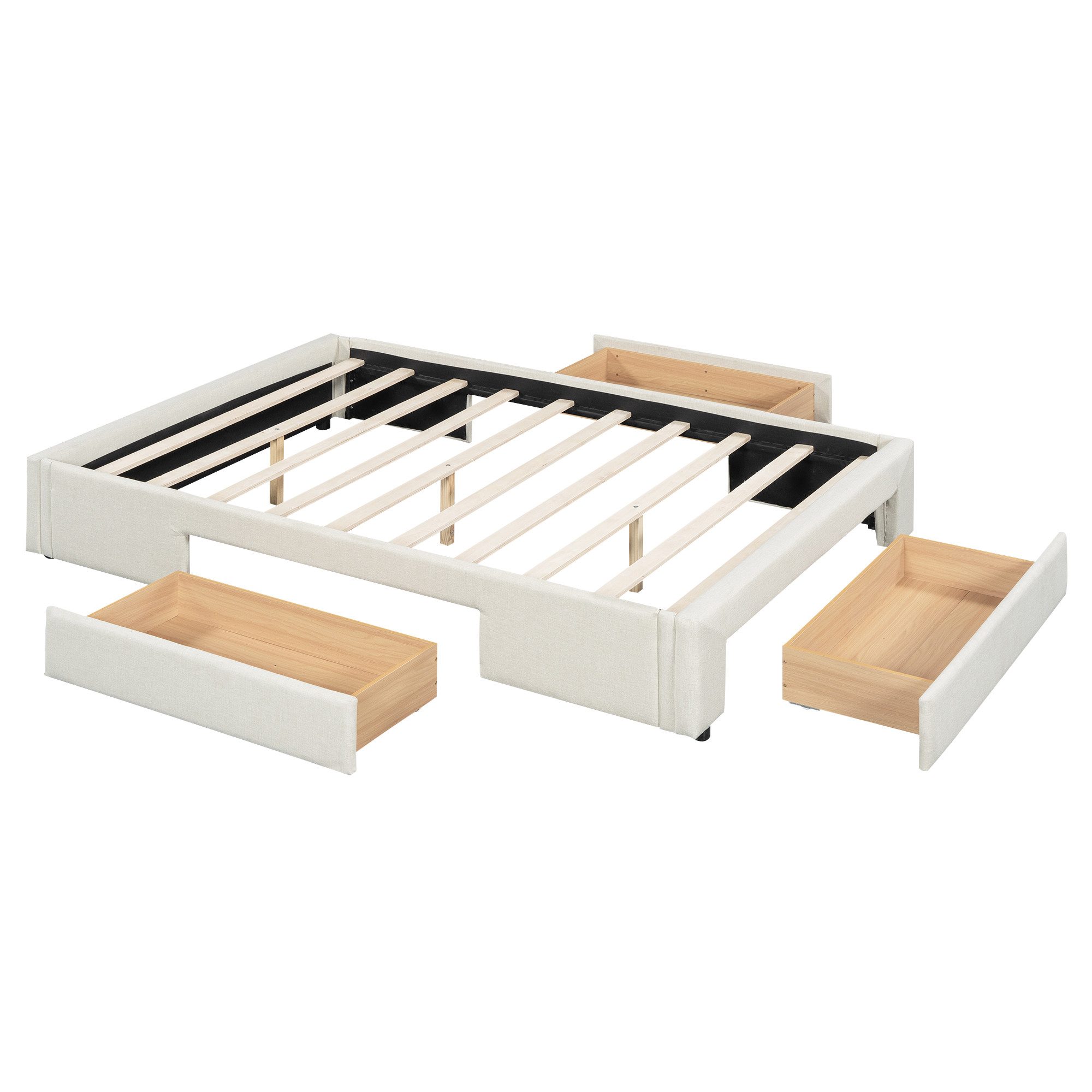IDEASY Polsterbett Flachbett 140/160x200 cm, Doppelbett günstig online kaufen