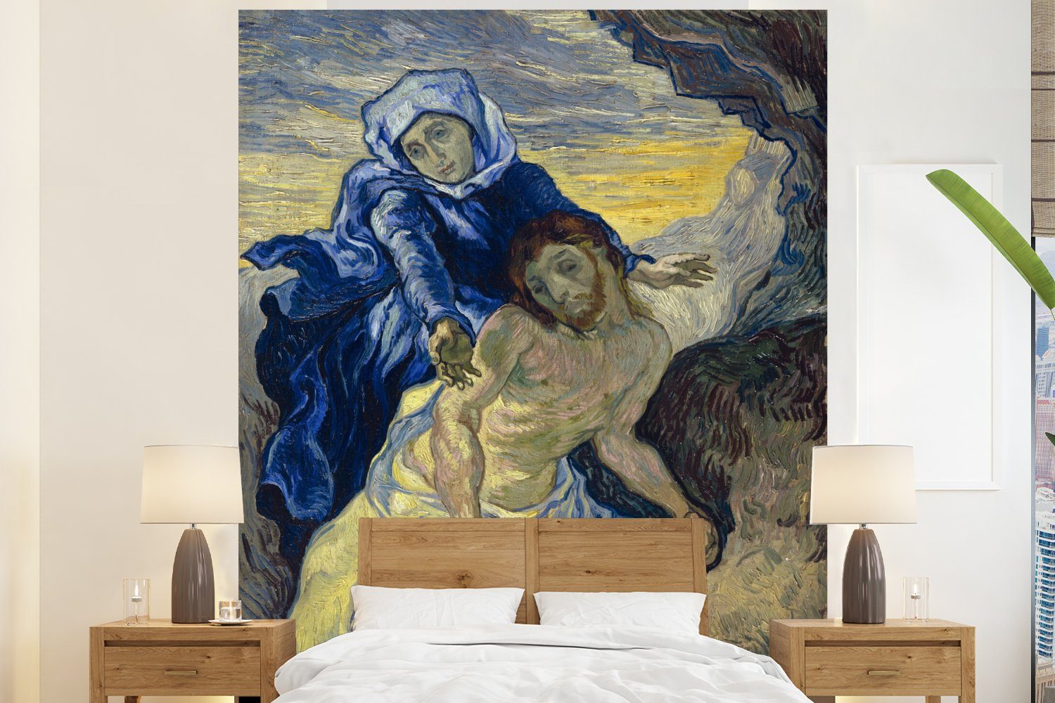 Vincent Fototapete St), bedruckt, MuchoWow Vliestapete Delacroix) für Küche, (3 Fototapete van Matt, Pietà (nach Wohnzimmer - Schlafzimmer Gogh,