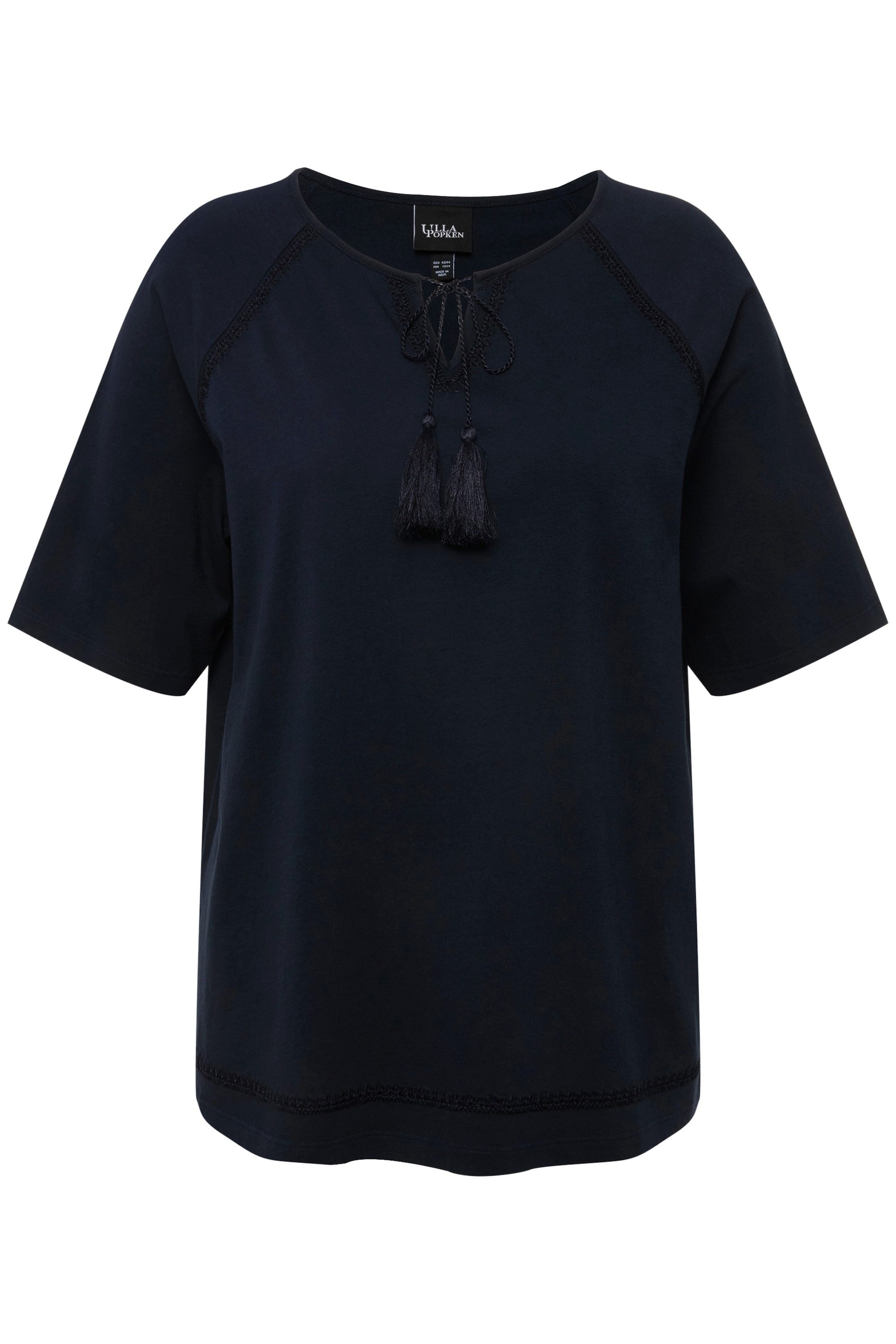 Ulla Popken Druckbluse Jersey-Tunika Stickerei Tunika-Ausschnitt günstig online kaufen