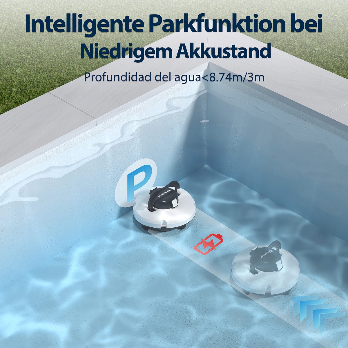 redroad Poolroboter 2026 Upgrade S1 Poolroboter Wand & Boden 180 Min Doppelfilter/10000LPH, (Set, 45.000 Pa Saugkraft, intelligente Navigation & 180 Min. Laufze – Bild 4 von 5