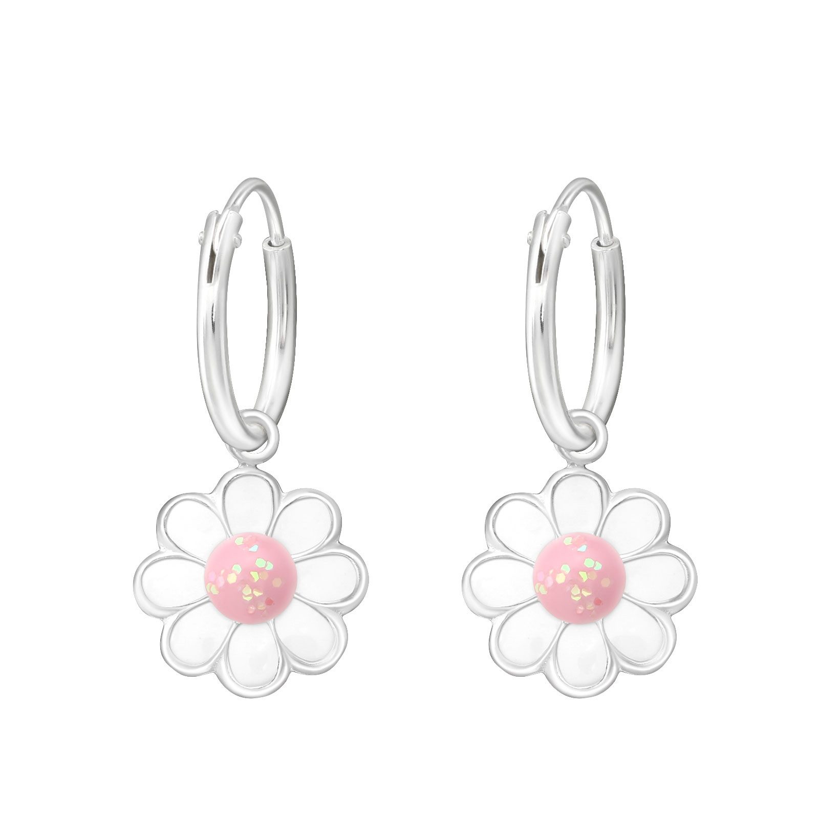 Monkimau Ohrring-Set Blume Kinder Creolen Ohrringe 925 Silber Ohrstecker, Hypoallergen