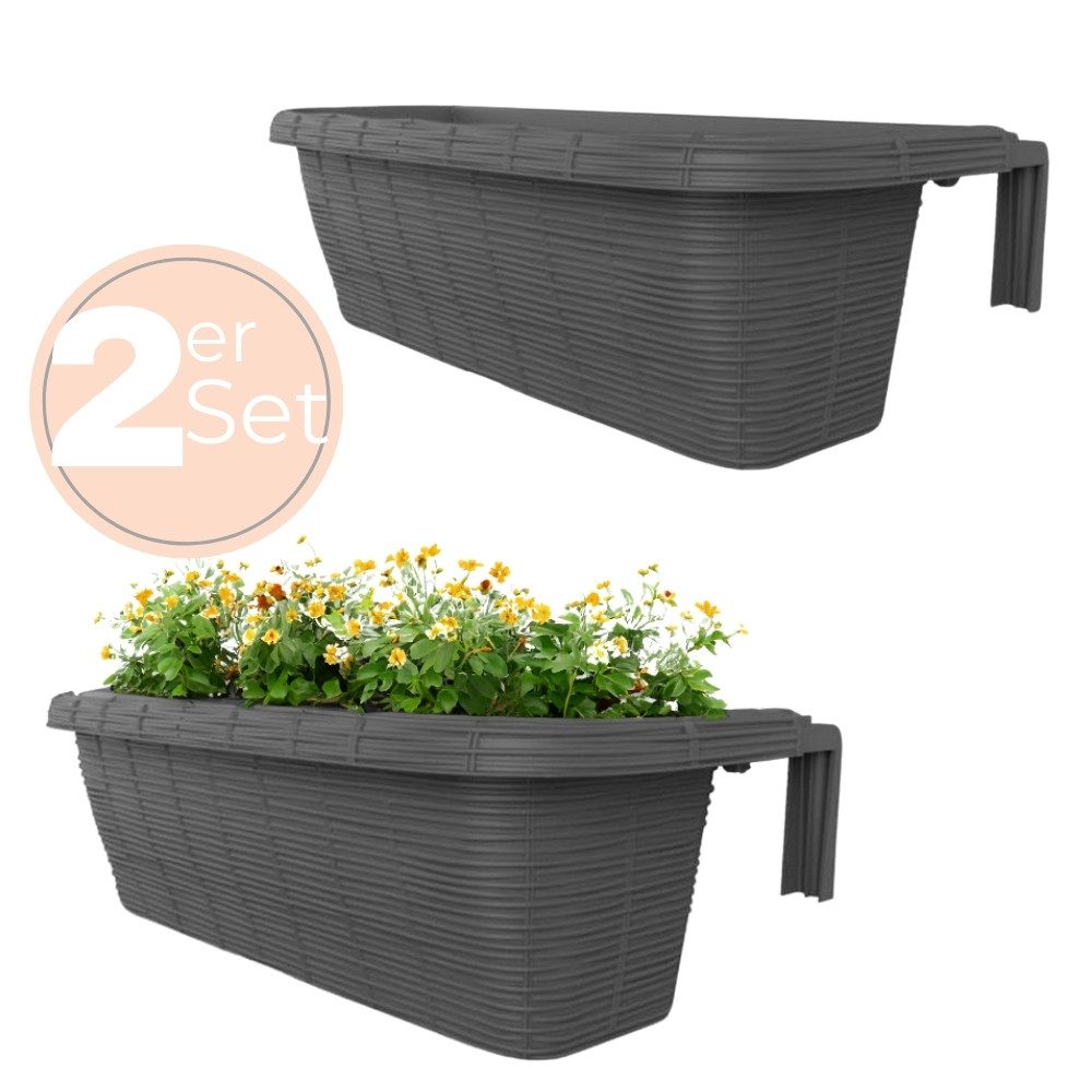 GarPet Balkonkasten 2er Set Blumen Kasten Balkon Geländer Wasserspeicher Ra günstig online kaufen