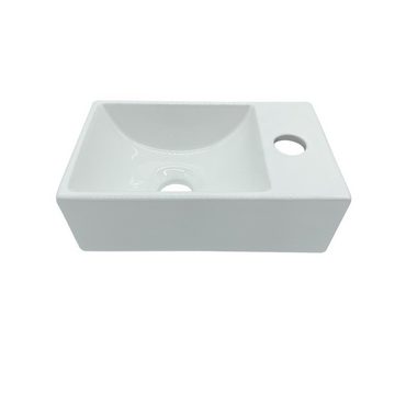 Aloni Waschbecken 431-R (einzel, 1-St), Aloni Keramik Design Handwaschbecken Weiß Hahnloch Rechts