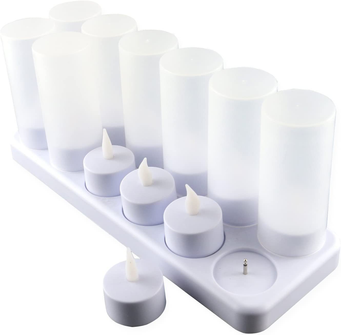 EXTSUD LED-Kerze 12er LED Flammenlose Kerzen Wiederaufladbare Kerzen (Batteriebetriebene Kerzen Kabellose Teelichter LED-Weihnachtskerzen), Kerzenlichter Led Wa – Bild 5 von 5