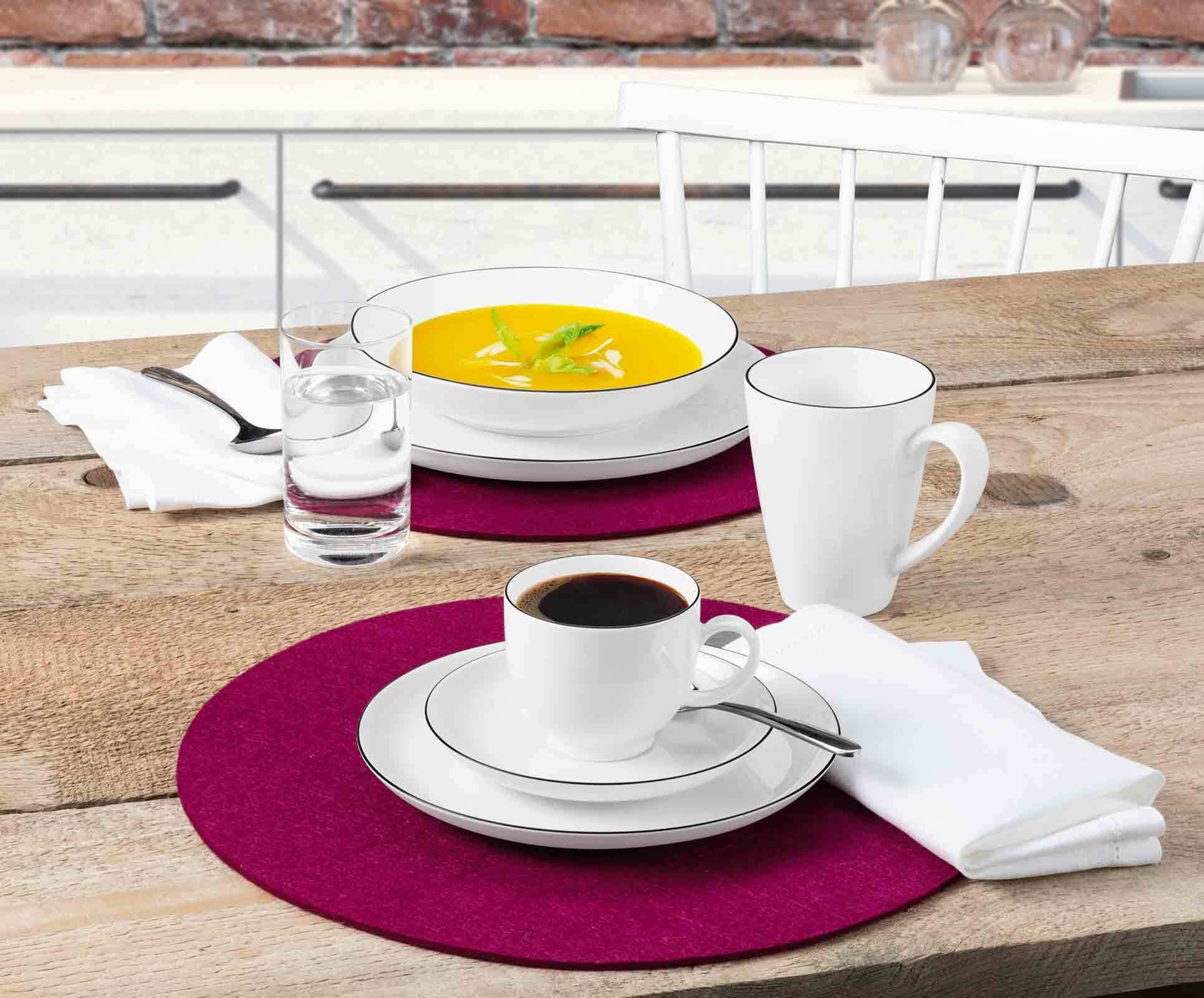 Seltmann Weiden Becher Lido Black Line Kaffeebecher Tambel 350 ml 6er Set, 6-tlg., Porzellan