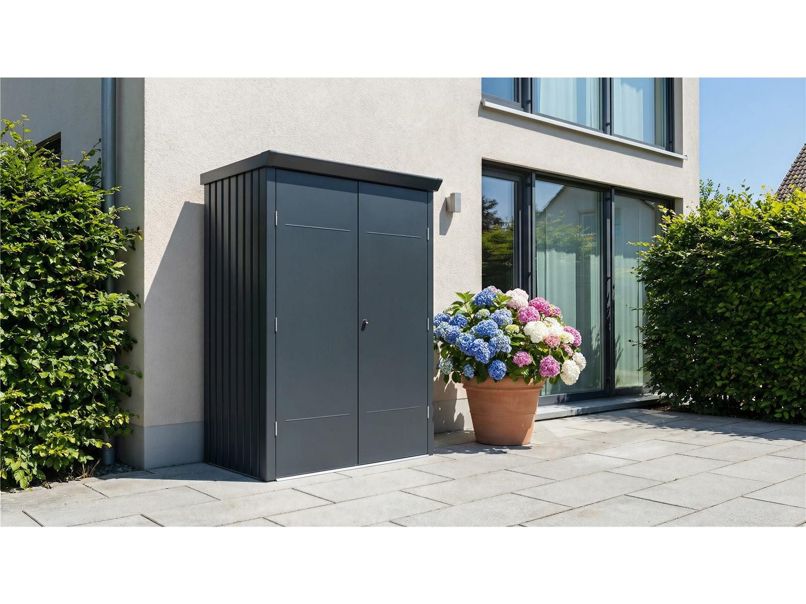 Plats Outdoor solution Garten-Geräteschrank Gartenschrank Paul L Metall Geräteschrank 133x94x181 cm, BxT: 133x94 cm, Abschließbarer Metall Geräteschrank mit großer Türöffnung