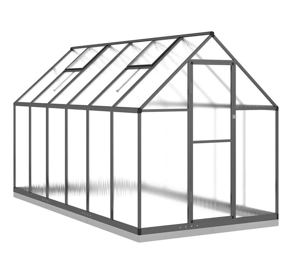 Thumbnail - vidaXL Gewächshaus, Gewächshaus mit Fundamentrahmen Anthrazit 334x169x202 cm Alu