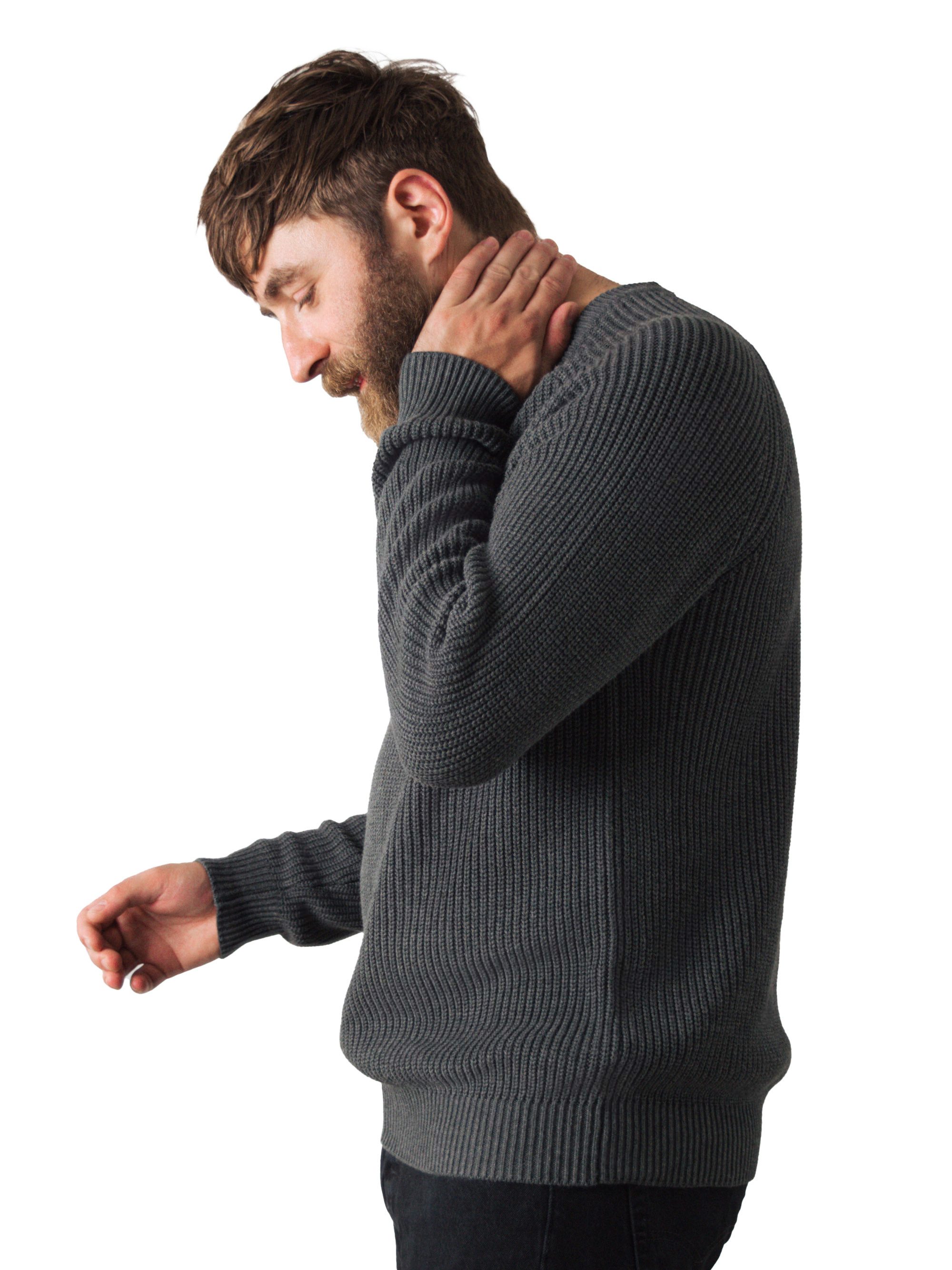 HONEST BASICS Rundhalspullover Herren aus schwerem Strick mit OCS zertifizierter Bio-Baumwolle