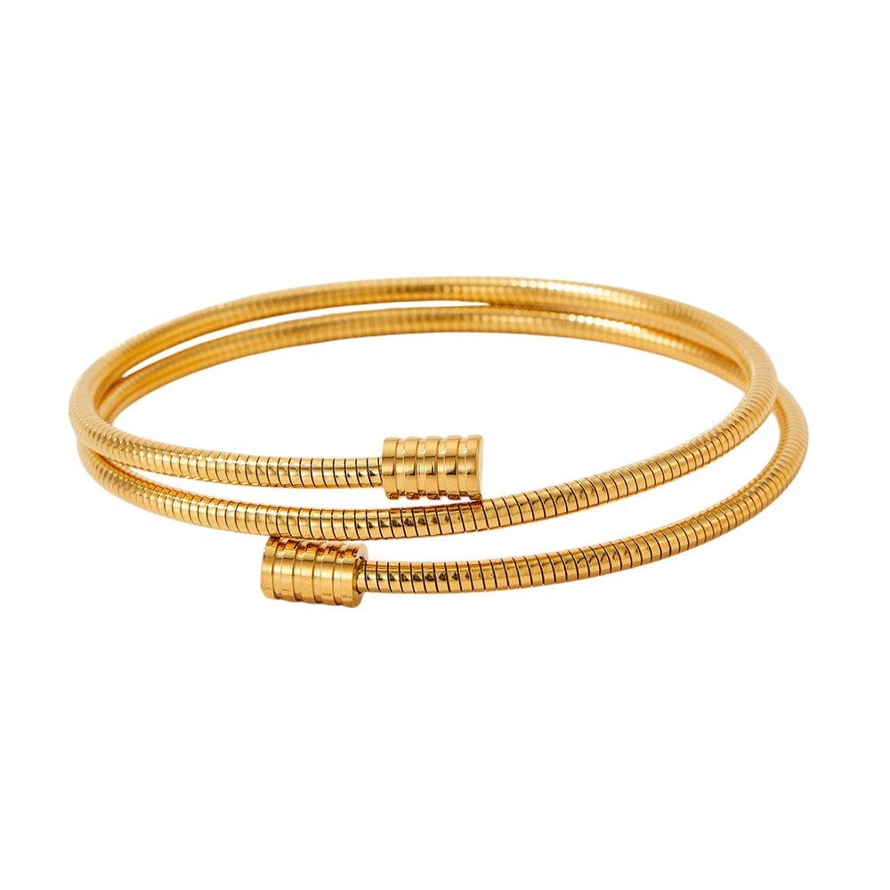 KARMA Armreif Damen Gold Edelstahl 6 cm modern elegant (1-tlg., wasserfest hypoallergen rostfrei), Geschenkidee Damenschmuck Damenarmreif