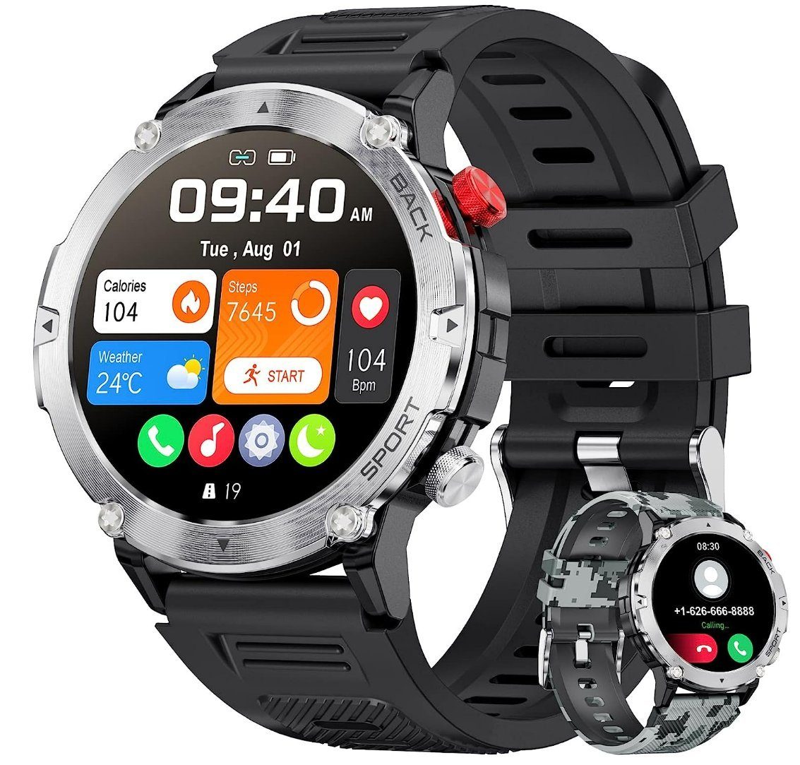 Lige Smartwatch, Herren Militärisch Mit Telefonfunktion Wasserdicht Rund Smart  Watch