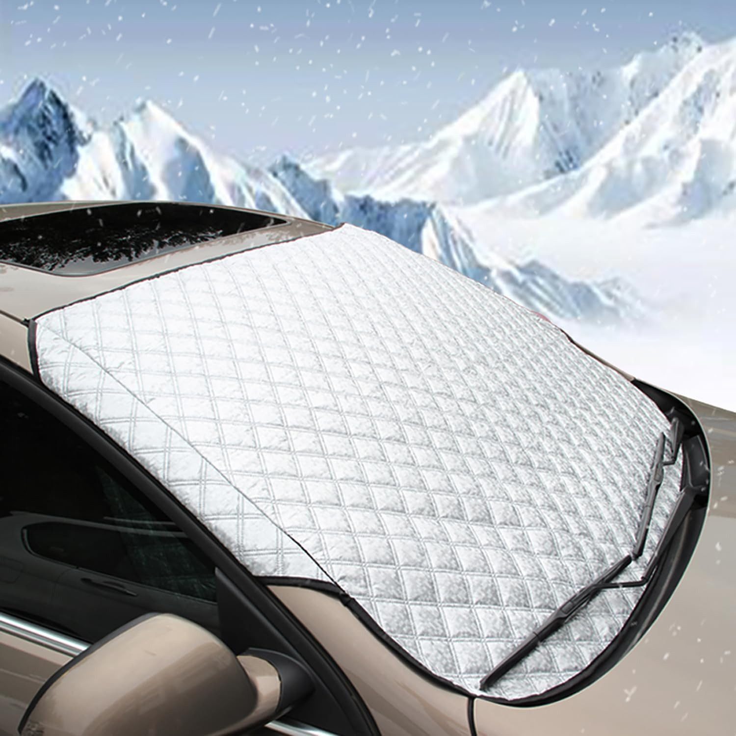 FELIXLEO Auspuff-Flexrohr Auto Frontscheibenabdeckung Ultra-Dick Windschutzscheibe Sonne Frost., (2-tlg)