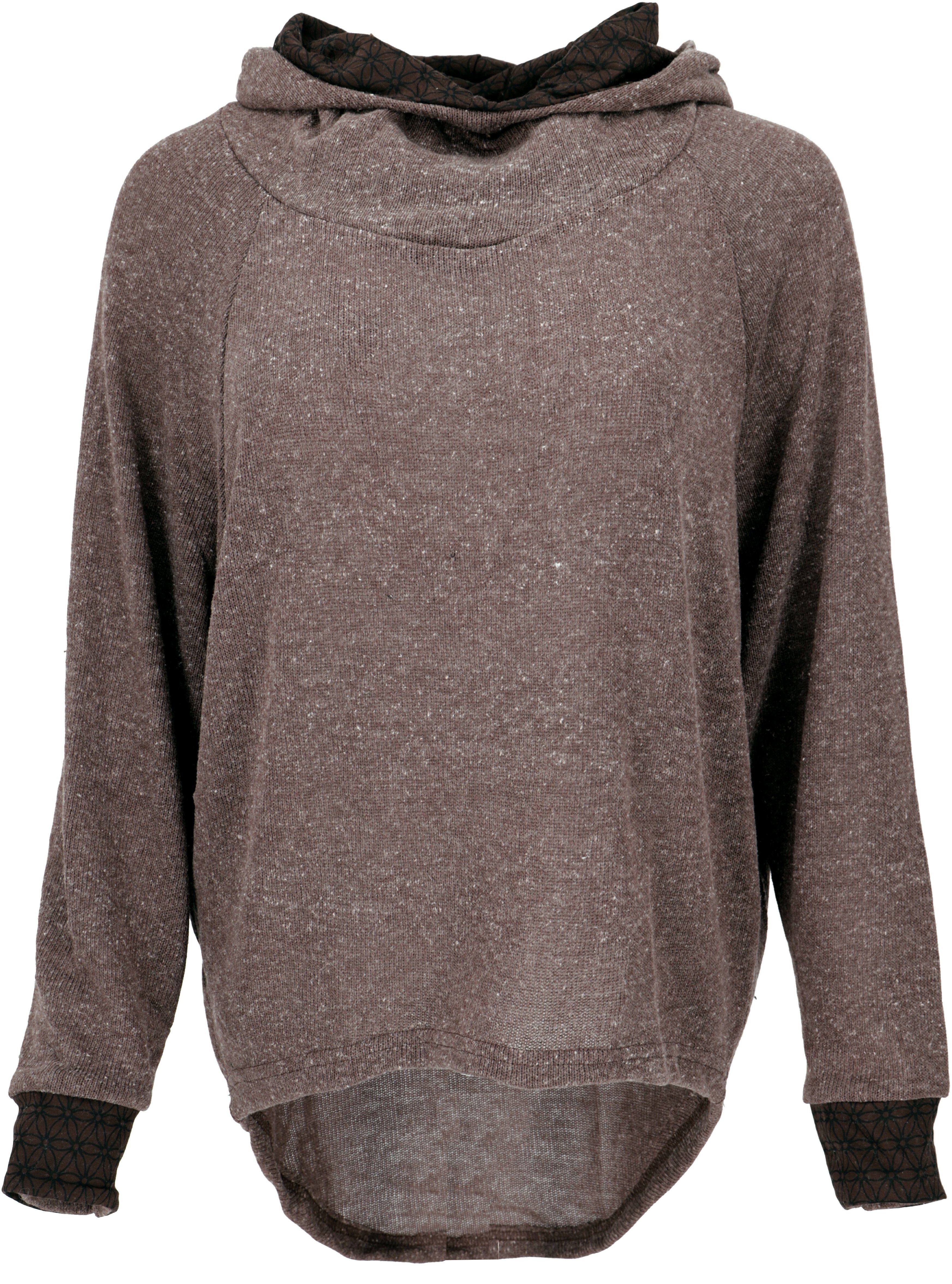 Guru-Shop Longsleeve Hoody, Sweatshirt, Pullover, Kapuzenpullover -.. alternative Bekleidung braun